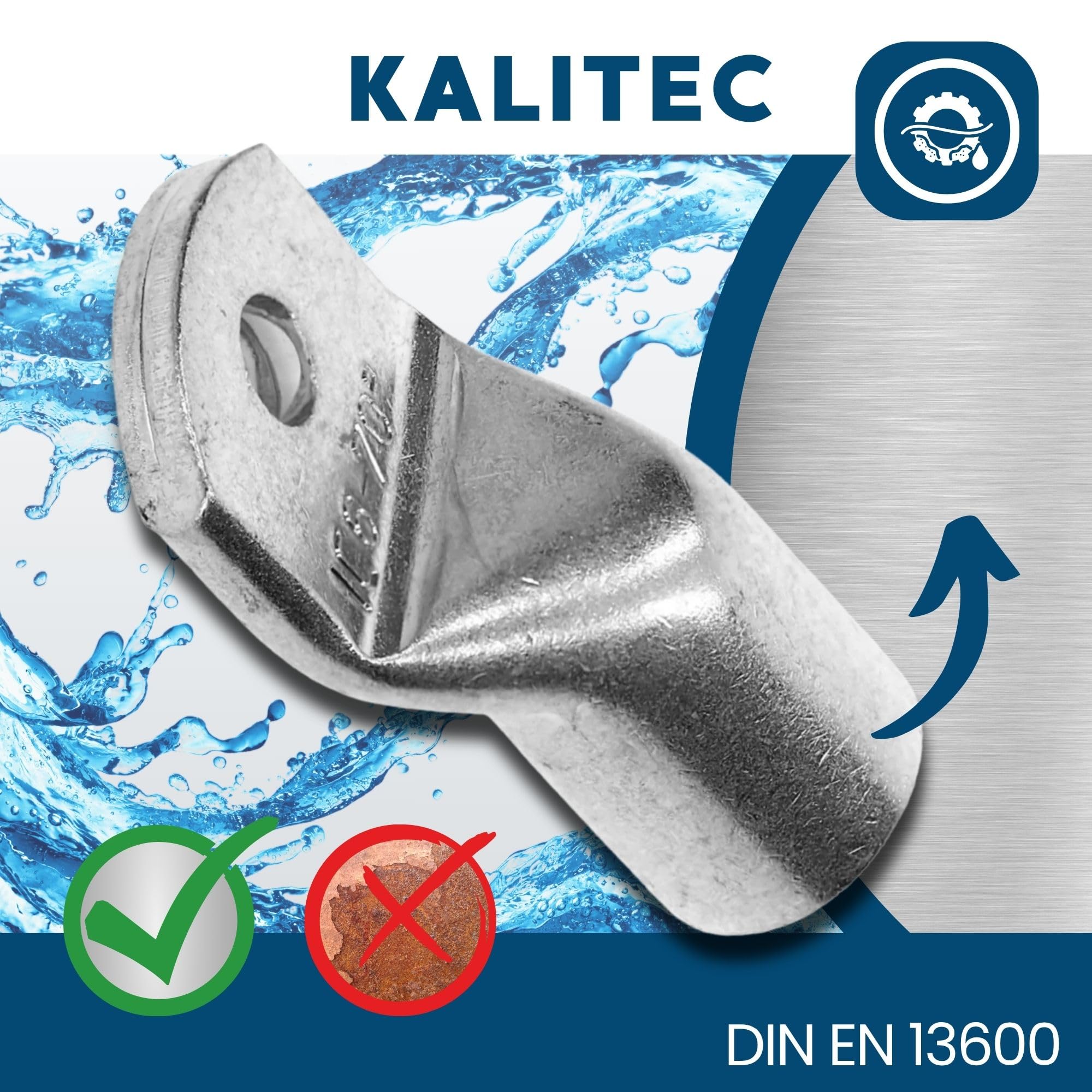 Kalitec HR70-6 - 10 capicorda tubolari, 70 mm², M6, senza foro di vista, Made in Germany
