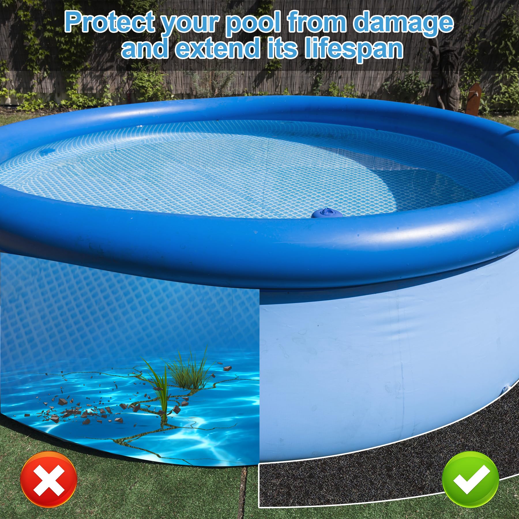TZEKING 4m Pool Unterlage Outdoor,Runde Poolunterlage, Poolmatte Bodenschutzplane für Aufstellpool & Whirlpool, rutschfeste & wasserdichte Unterlage für Gartenpool, Faltbare Schutzmatte für Boden