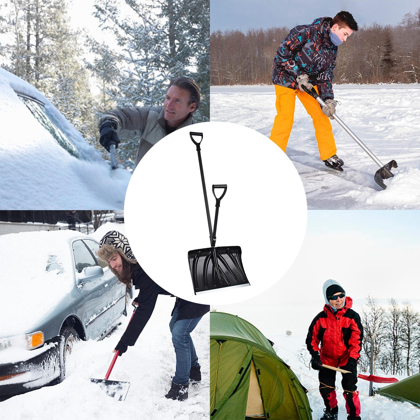 Pala da Neve Smontabile Antiscivolo Larga | Pala Per Rimozione Neve Con Manico A D Per Viale Sentiero Campeggio Casa Garage Cortile Giardino Inverno Fango
