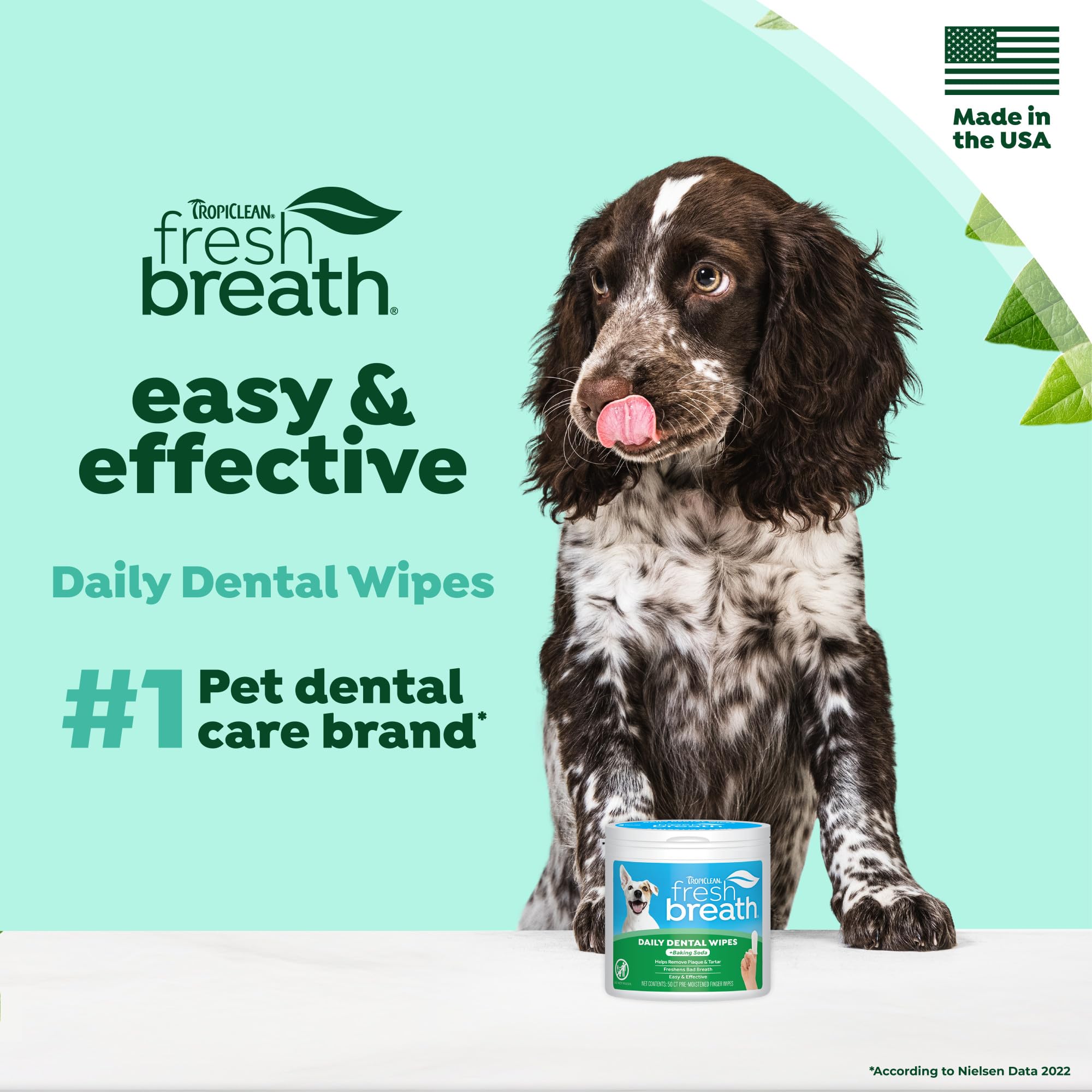 TropiClean Fresh Breath Finger Lingettes dentaires, 50 pièces