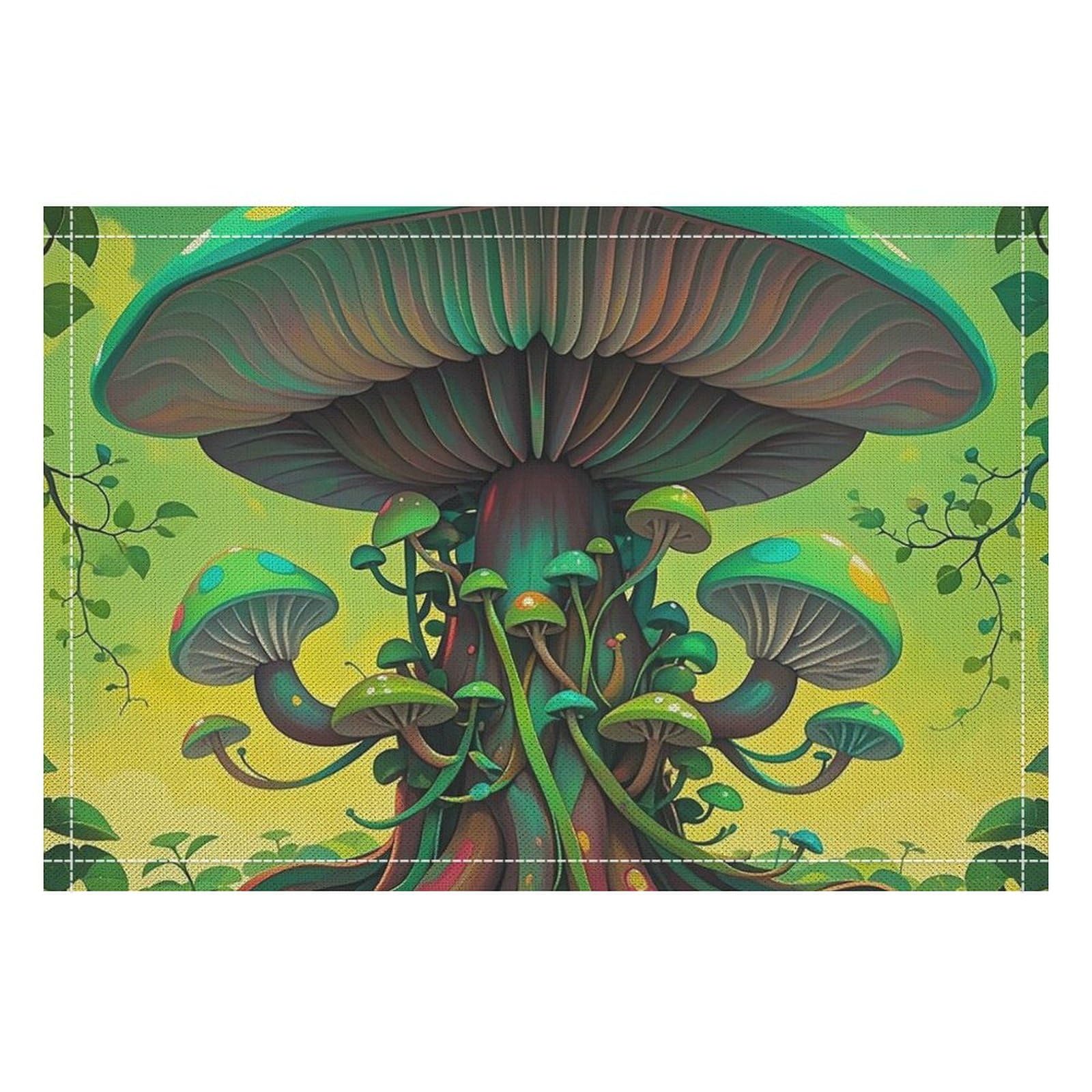 Set de table champignons lavable et résistant à la chaleur en lin