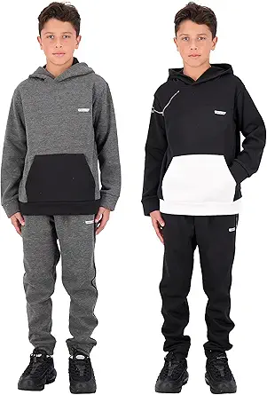 Hind Boys 4-Piece Hoodie and Sweatpant Set for Jogging and Track