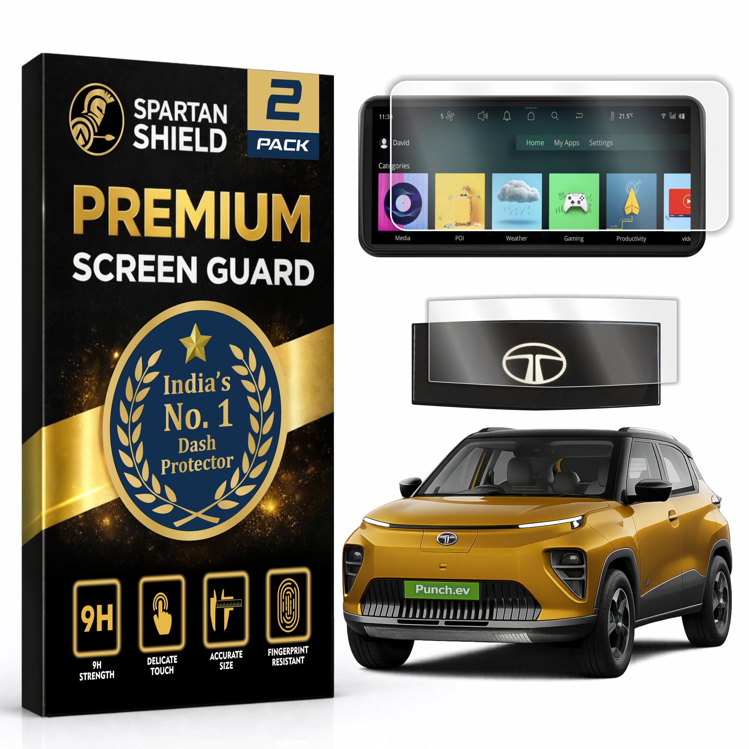 [2 PACK] SCREEN GUARD For TATA PUNCH 2026 Facelift || EMPOWERED | EMPOWERED+S || 10.25-INCH [ROUND BEZEL] INFOTAINMENT TOUCHSCREEN + STEERING CLUSTER Protector | Anti Scratch | Water Resistant | HD Clear | High Touch Sensitivity | Digital Car Music Stereo Accessories 2026+ [Not Tempered Glass]-image-15