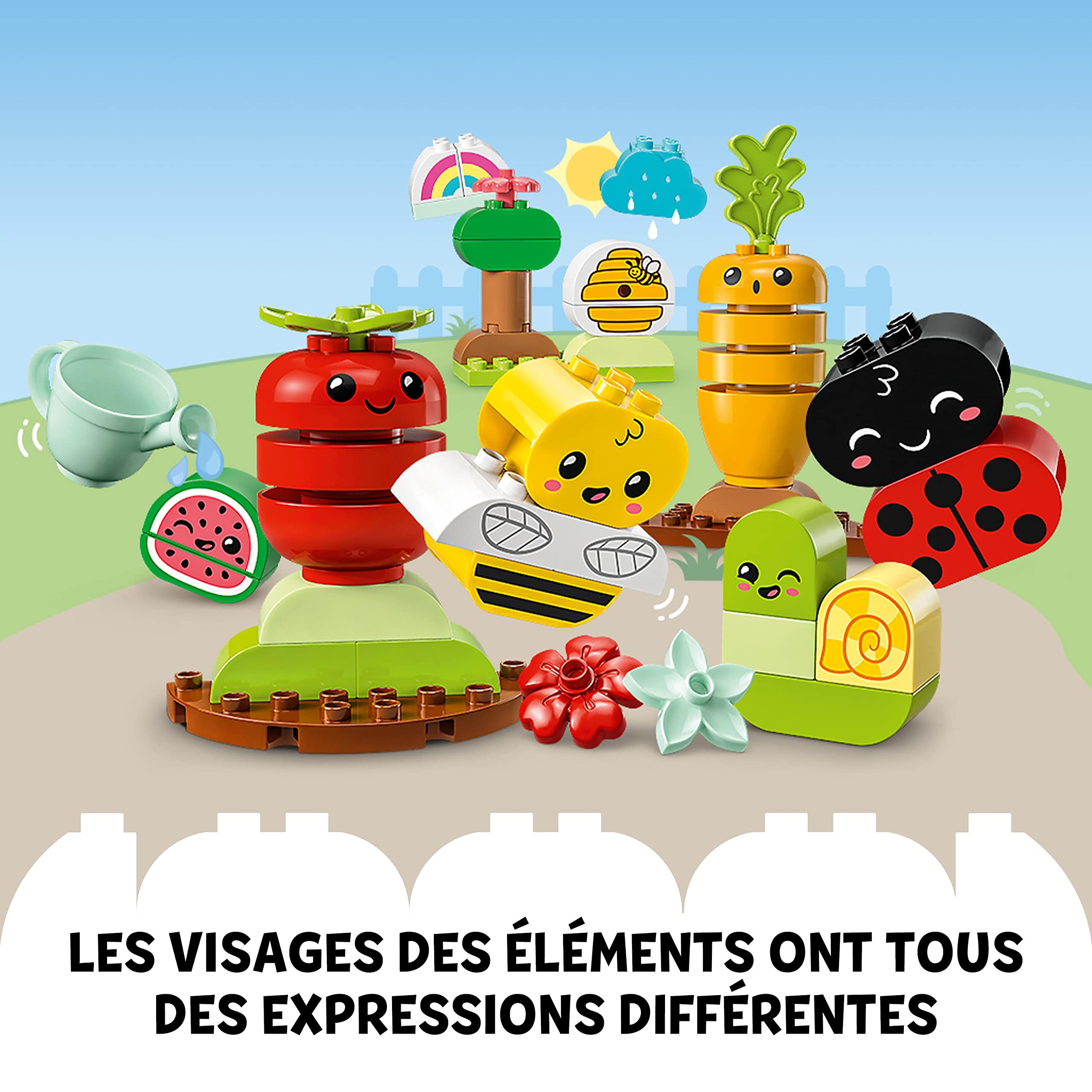 LEGO 10984 Duplo My First Le Jardin Bio, Jouets à Empiler pour Bébés et Enfants Dès 1,5 an, Jeu Éducatif avec Coccinelle, Bourdon, Fruits et Légumes