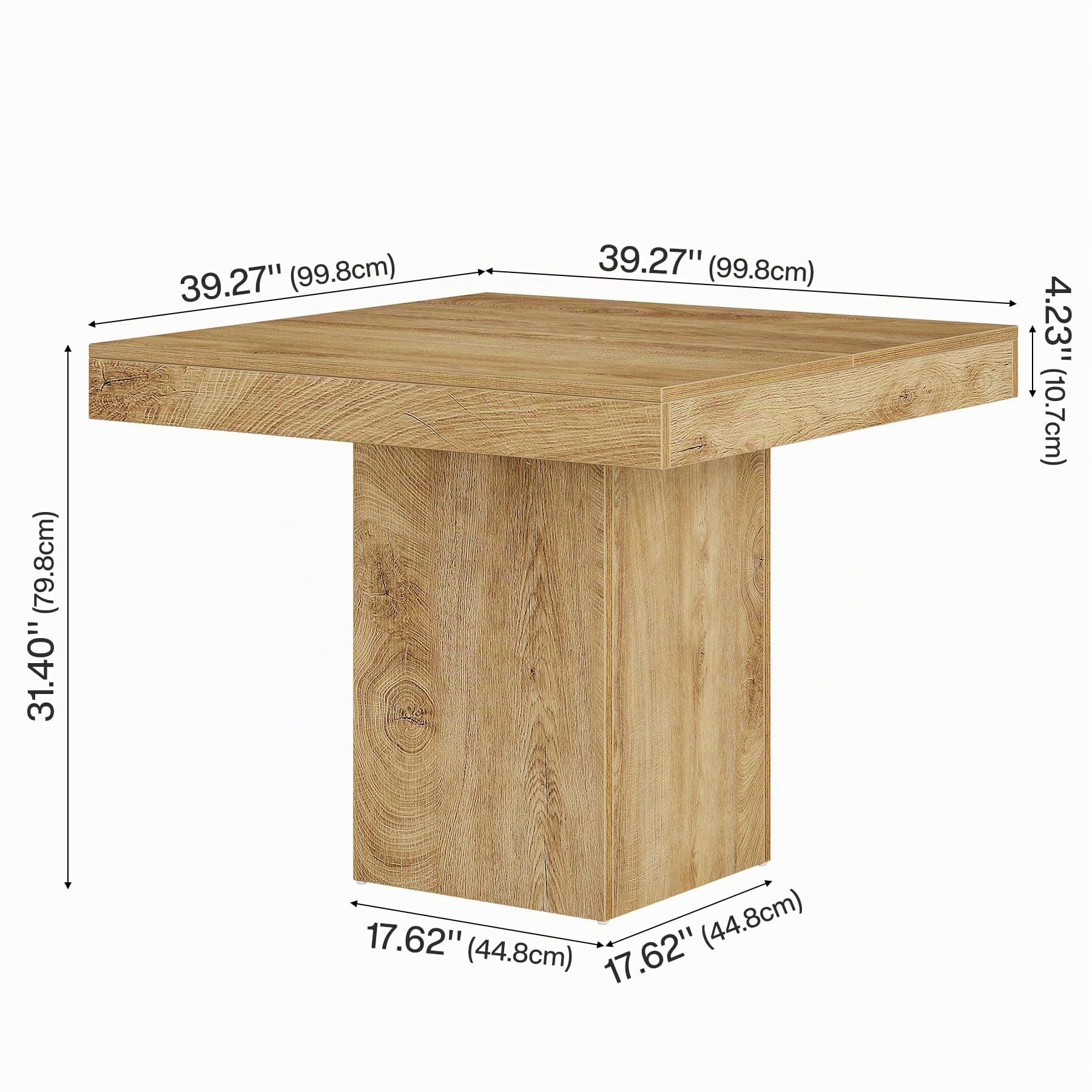 Tribesigns Mesa Comedor de 100 cm, Mesa Cocina Cuadrada para 4 Personas para Comedor, Cocina, Salón, Espacios Pequeños, con Tablero y Patas Gruesas