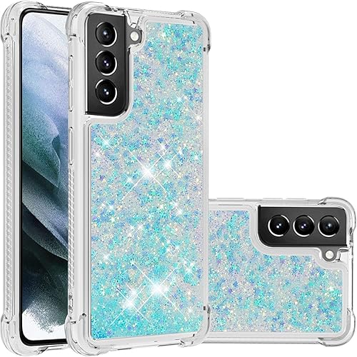 Miniatura 7 de LEMAXELERS Funda compatible con Galaxy S21+ 5G, funda transparente líquida con purpurina flotante de arena movediza a prueba de golpes, funda