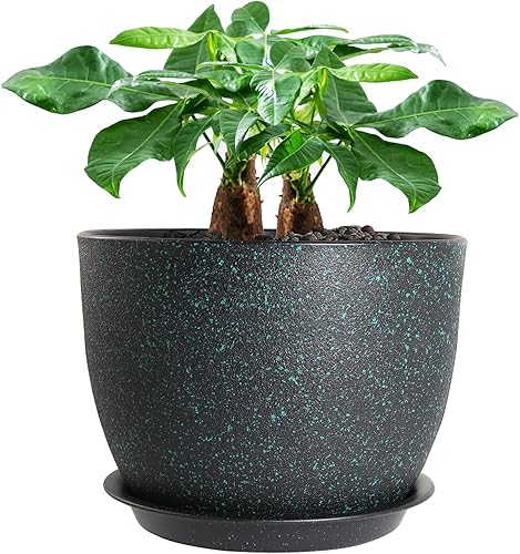 Miniatura 8 de 12inch Large Plant Pot, Modern Plastic Planter with High Driange Holes and Saucer for Indoor Outdoor Garden Plants and Flowers, White