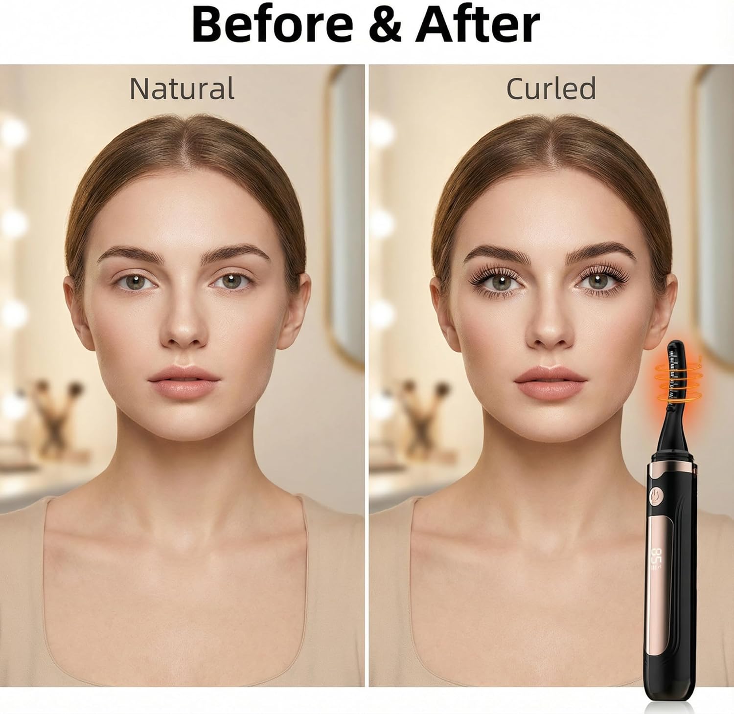 2026 Heated Eyelash Curler-USB Rechargeable Electric Eyelash Curler- Eyelash Curlers Heated 4 Temperature Modes Fast Heat Up Within 3s - 24 Hours Long Lasting- with Led Display for Women Girls(Black)