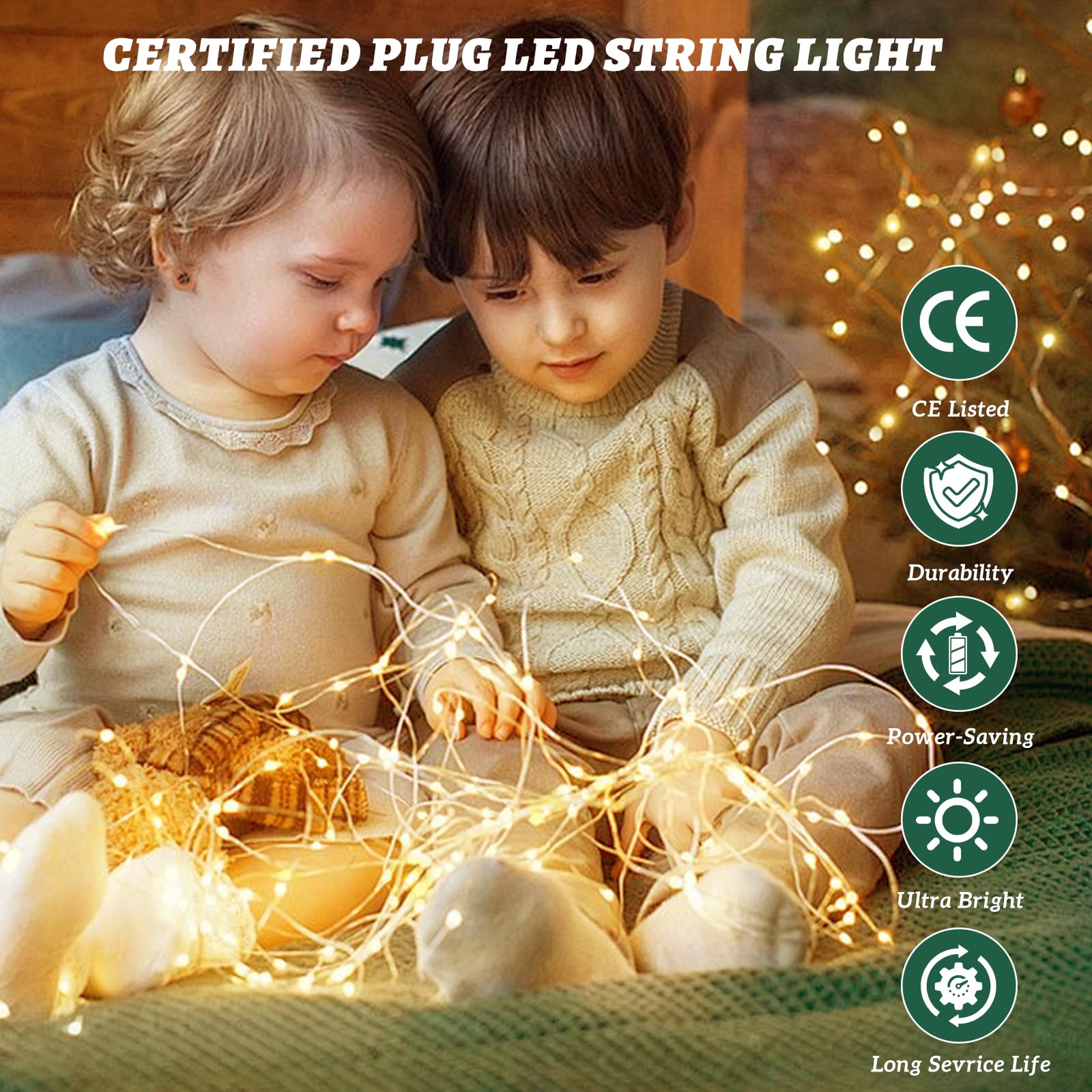 Guirlande Lumineuse, 2 * 10M 100LED Guirlande Intérieur en Cuivre Décoration, Imperméable Lumière Etoilée pour Intérieure Chambre Maison Jardin Noël - Blanc Chaud
