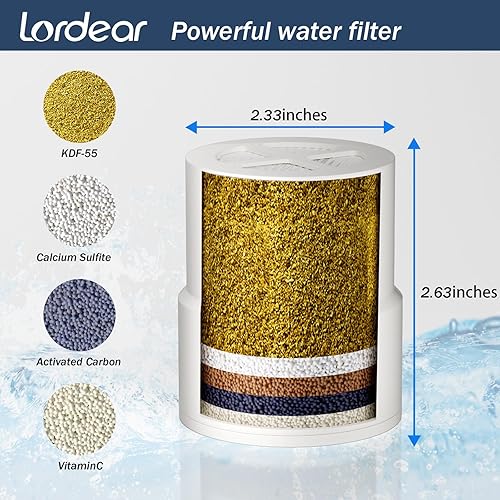 Miniatura 2 de Lordear Cabezal de ducha con filtro cuadrado de acero inoxidable de 12 pulgadas, cabezal de ducha de alta presión para agua dura, ducha de cascada