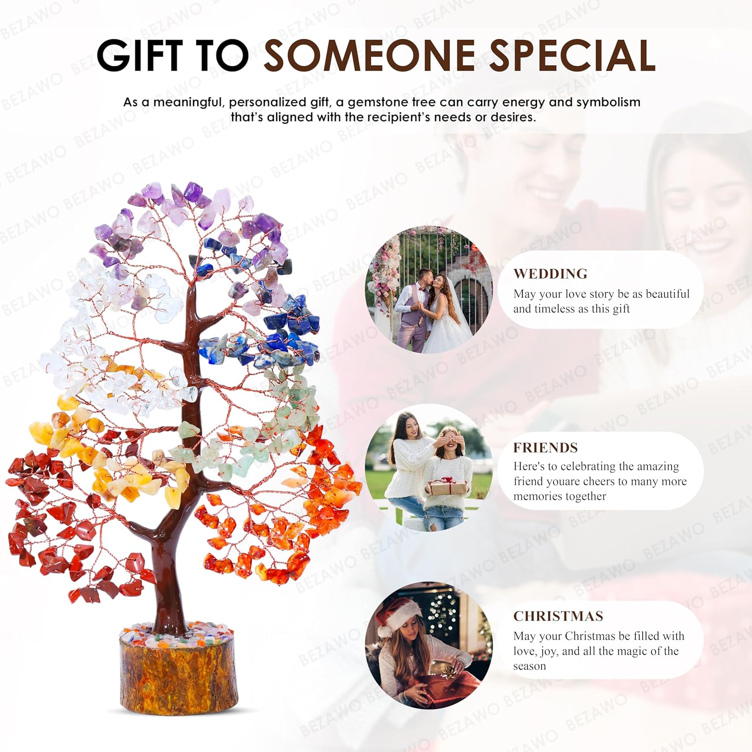 ZAICUS Seven Chakra Crystal Tree of Life Gemstone Chakra Tree Bonsai, Feng Shui Room, Crystal Office Room Décor Housewarming Gifts Home, Birthday Gifts for Women, Sister & mom, Tree Healing Crystals, - Image 2