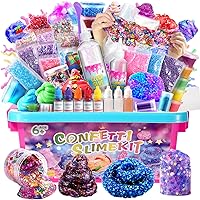 Confetti Slime Kit, Sparkling Slime Making Kit, DIY Craft Set with Clear Glue, Colors, and Decorations, Ages 6+