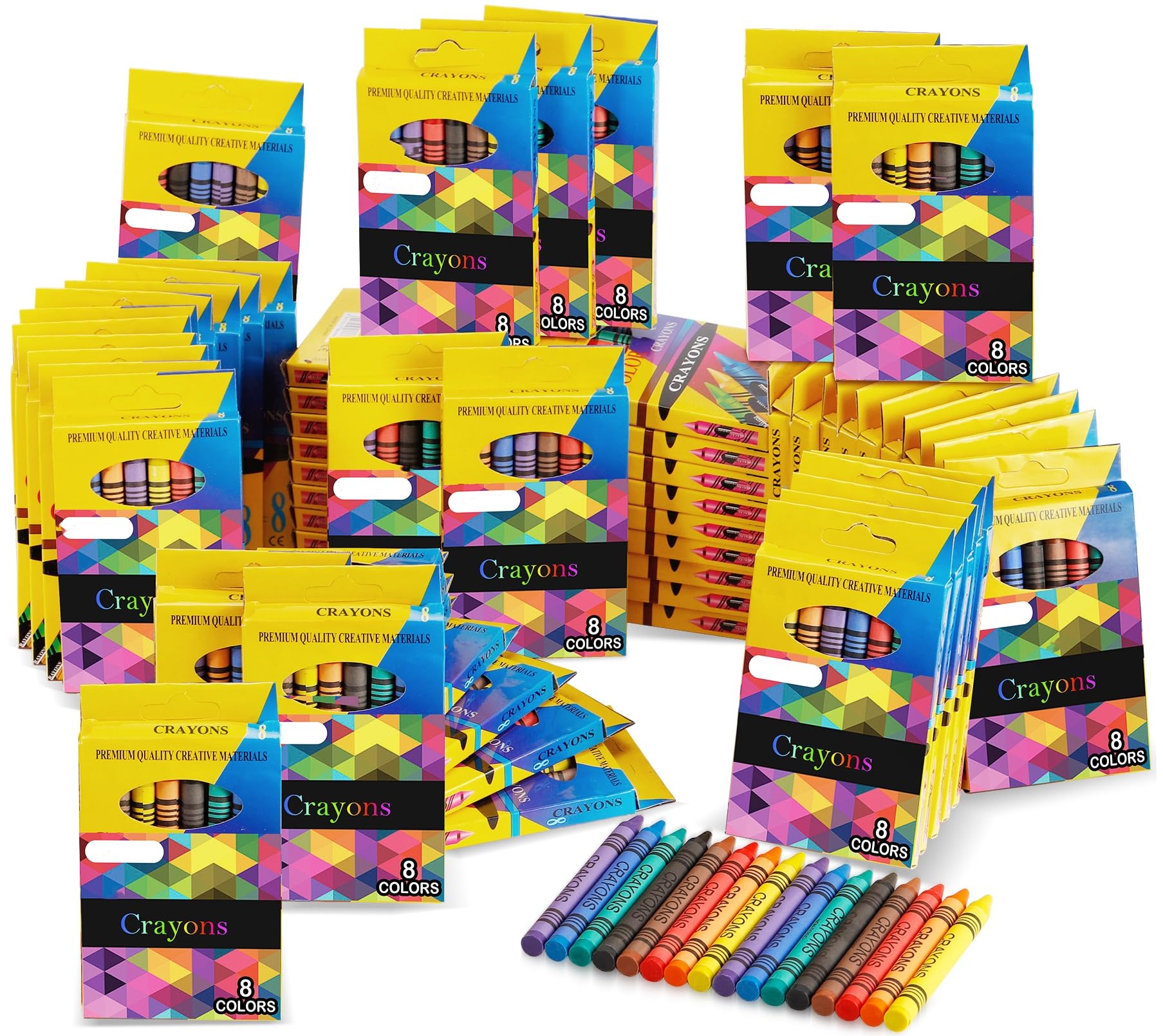 Extrapins 50 Pack Crayons Bulk, Crayon Packs with 8 Assorted Colors, 400 Count Bulk, Crayons Party Favors, Mini Boxes of Crayon for Home Office