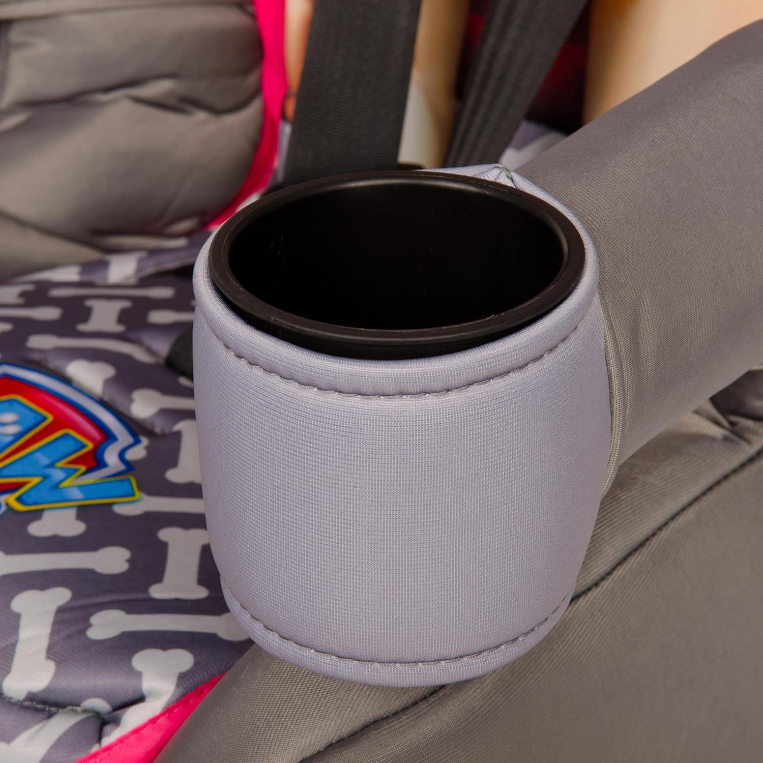 Close-up of the car seat's cup holder