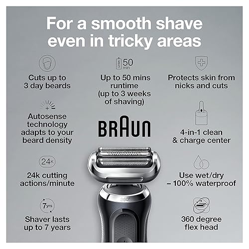 Miniatura 2 de Braun Series 7 7091cc - Maquinilla de afeitar eléctrica flexible para hombres con centro SmartCare, recortadora de barba, recortadora de barba de