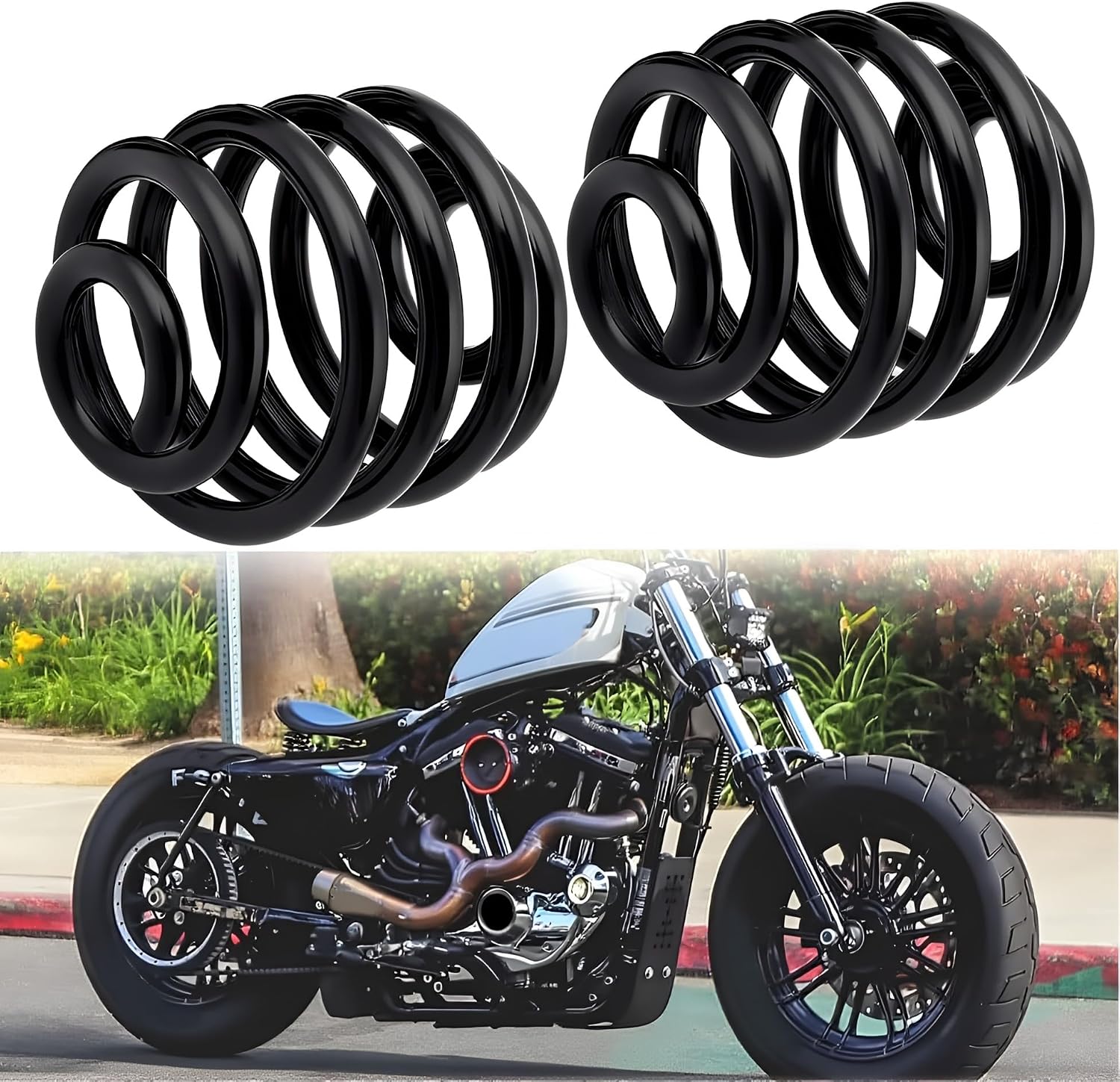 Motorcycle 2 Inch Barrel Coiled Solo Seat Spring for Harley Davidson, Honda, Kawasaki, Yamaha, Suzuki and Triumph bobber, chopper, softail, rigid build Black (Black#2 inch)