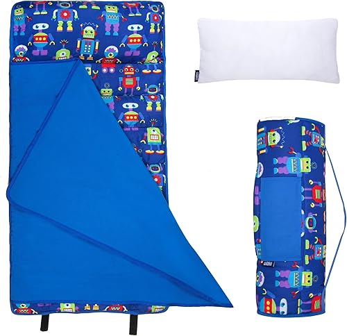 Wildkin Tapete de microfibra para siesta de 43 pulgadas con almohada reutilizable para niños y niñas, ideal para guardería y preescolar, tapete de