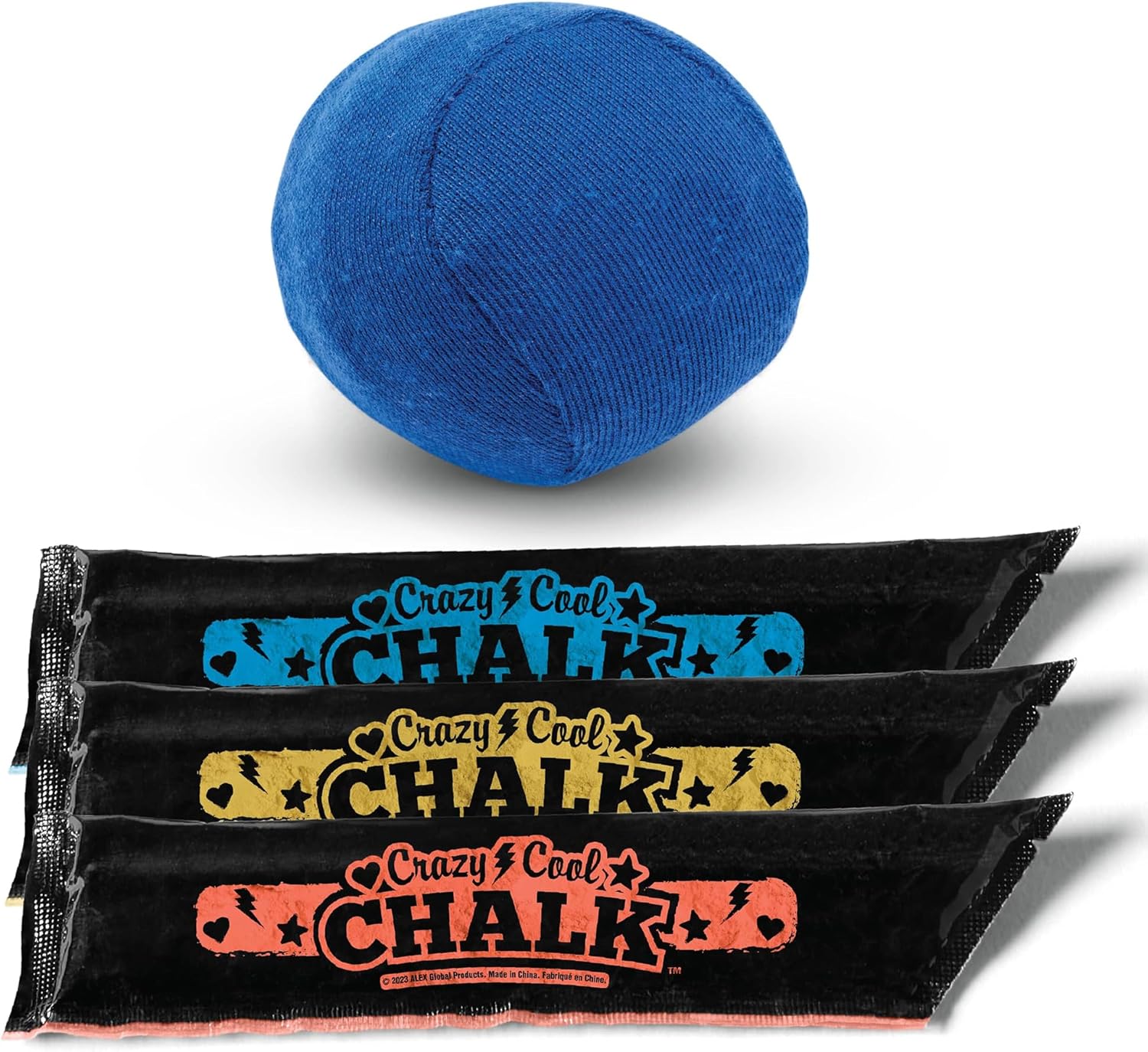 ALEX: Crazy Cool Chalk - Bounce Ball - Create Chalk Dots & Write Words, 3 Color Chalk Packs & Refillable Ball, Sidewalk & Driveway Art, Kids Ages 5+