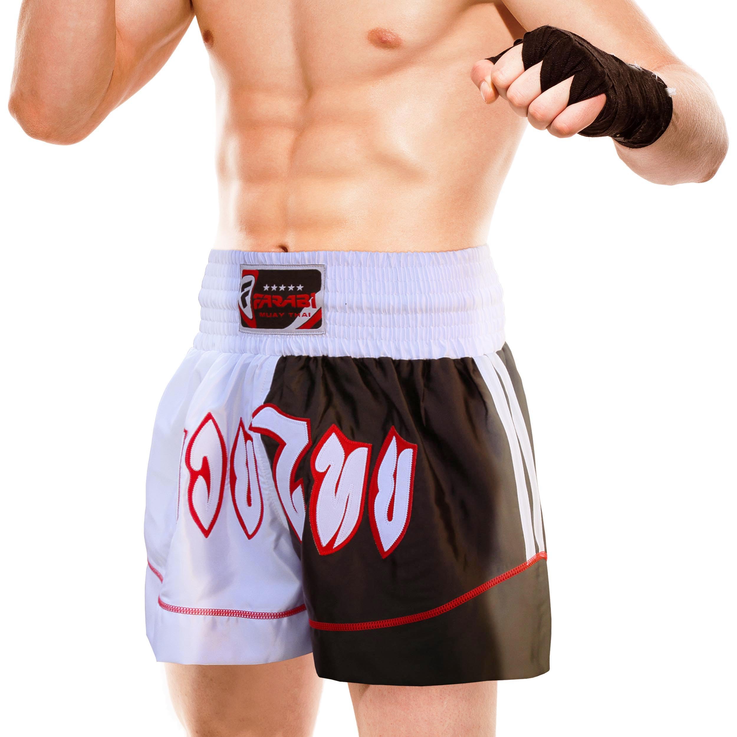 Farabi Sports Pantalones Muay Thai niños Junior Youth Boys and Girls Muay Thai Shorts para Artes Marciales MMA Grappling Cage Fighting Training y Fitness