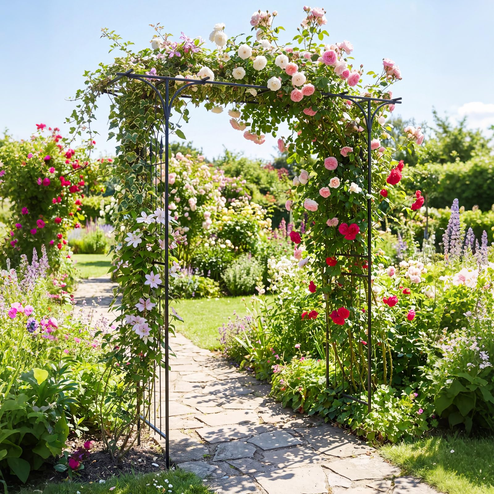 GYMAX Arco da Giardino, Pergolato Esterno per Piante Rampicanti
