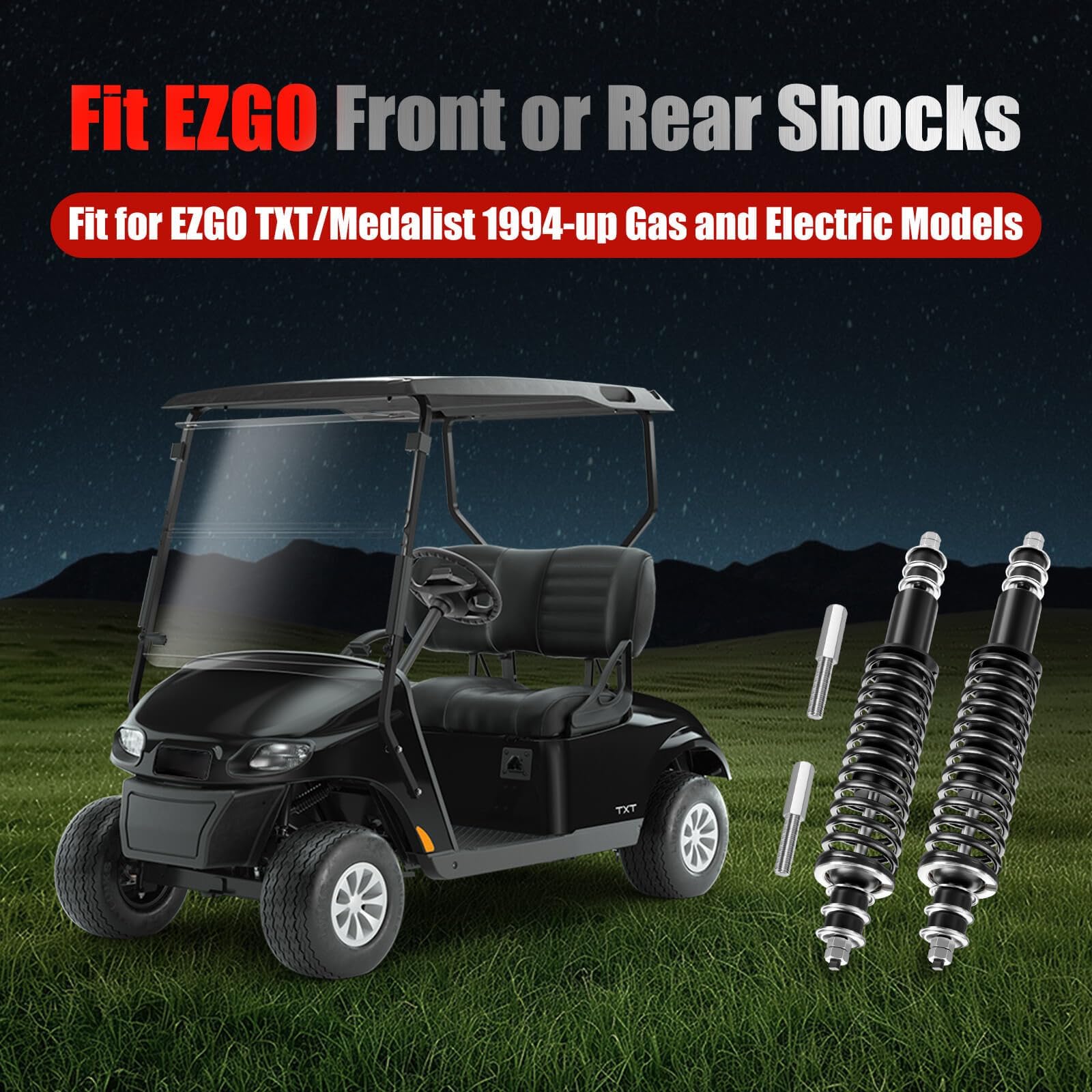 LEAPGOMAX EZGO Golf Cart Shocks Front or Rear with Heavy Duty Coil Springs for EZGO TXT/Medalist 1994+ G&E Golf Carts OEM# 70928-G01 76418-G01