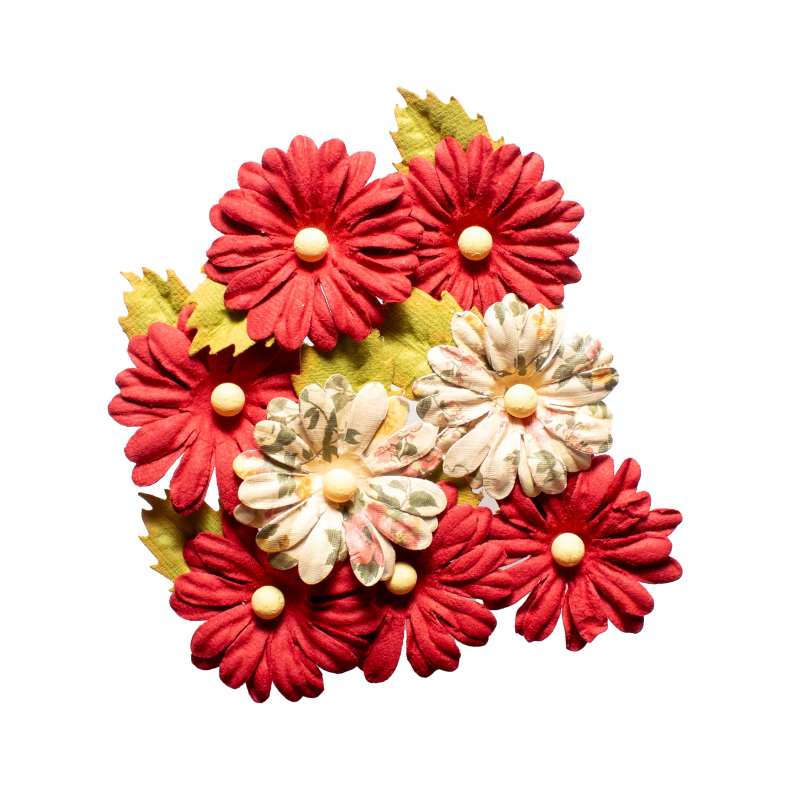 Little Birdie Handmade Flowers Cardinal Red Valerie Approx 5.5Cm 8Pc | Paper Flowers for Home Decor, Mixed Media, Scrapbook, Layouts, DIY Crafts, Gift Wrapping