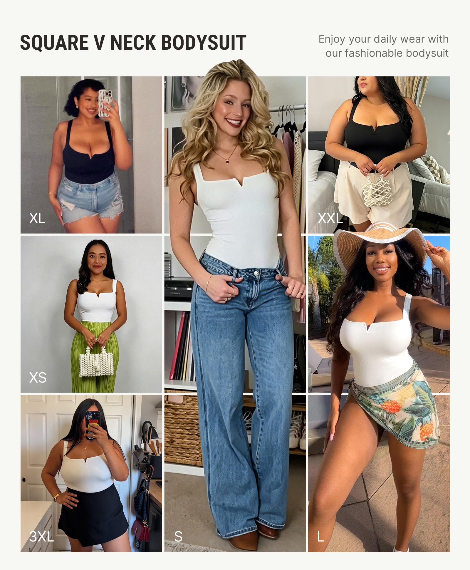 FeelinGirl Body Contenitivo Modellante Intimo Donna Col Quadrato Senza Maniche Gonna Ventre Piatto Aderente
