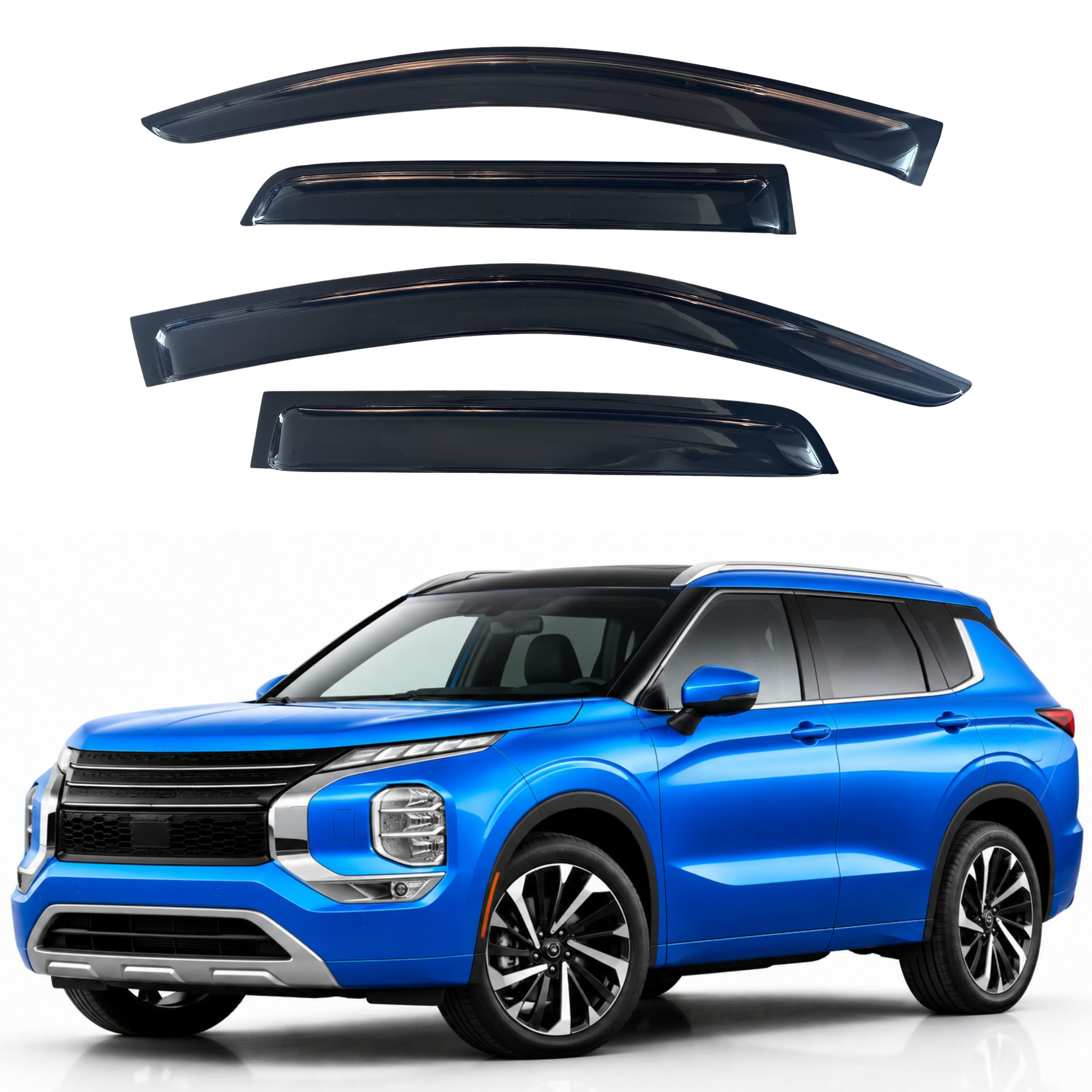 IG Window Visors Fit for 2022-2026 Mitsubishi Outlander, Out-Channel Rain Guards Vent Wind Deflectors 4PC, Car Accessories for 22-26 Outlander