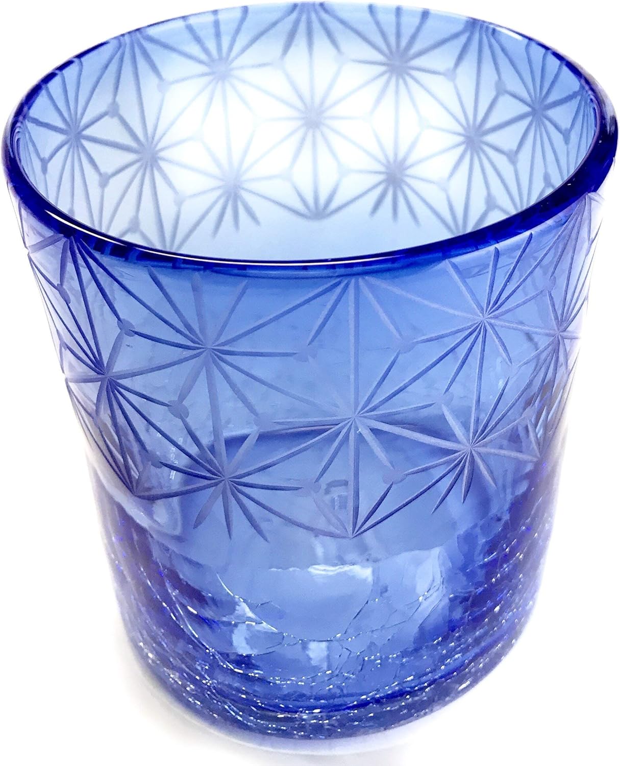 琉球ガラス x 東京切子(花切子）ロックグラス 千代紙 蒼 ロック