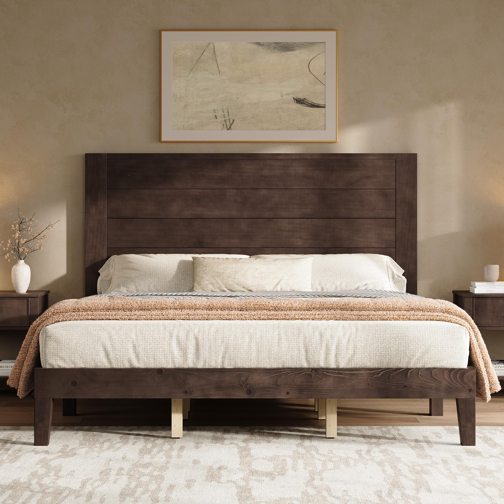 AMERLIFE solid wood king bed frame