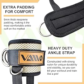 Light yellow Ankle Straps for Cable Machines,Adjustable Comfort fit Neoprene, Reinforce Double D-Ring - Premium Ankle Cuffs to Improve Abdominal Muscles, Lift The Butts, Tone The Legs for Men & Women