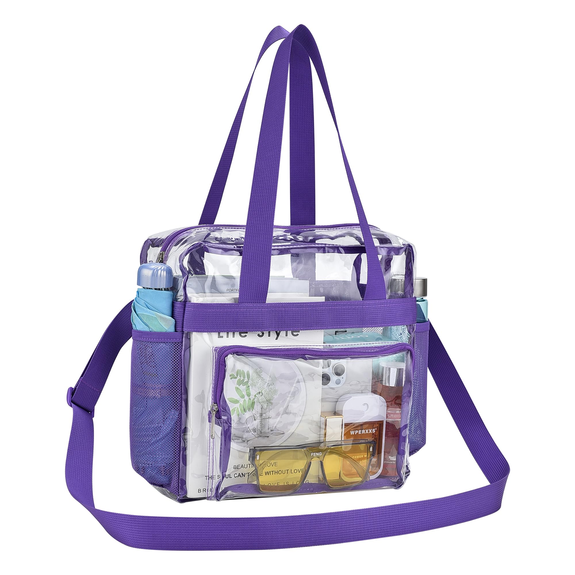 Clear Bag for Stadium Events 12 6 12 Clear Gym Tote Bag with Front Pocket for Concert Sport