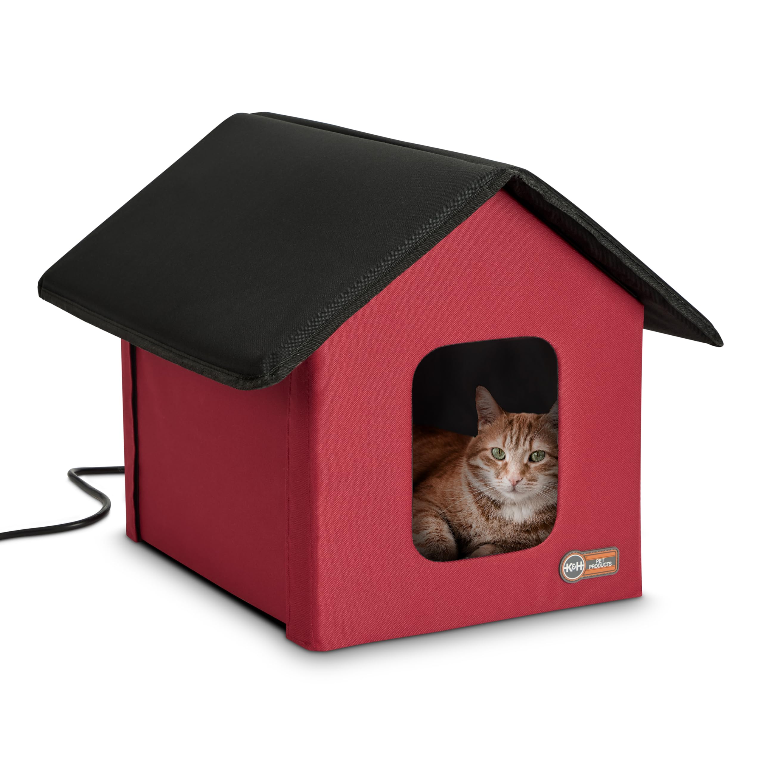 K&H Pet Products Extreme Weather Insulated Outdoor Cat House Shelter Red/Black 19 X 22 X 17 Inches - Heated