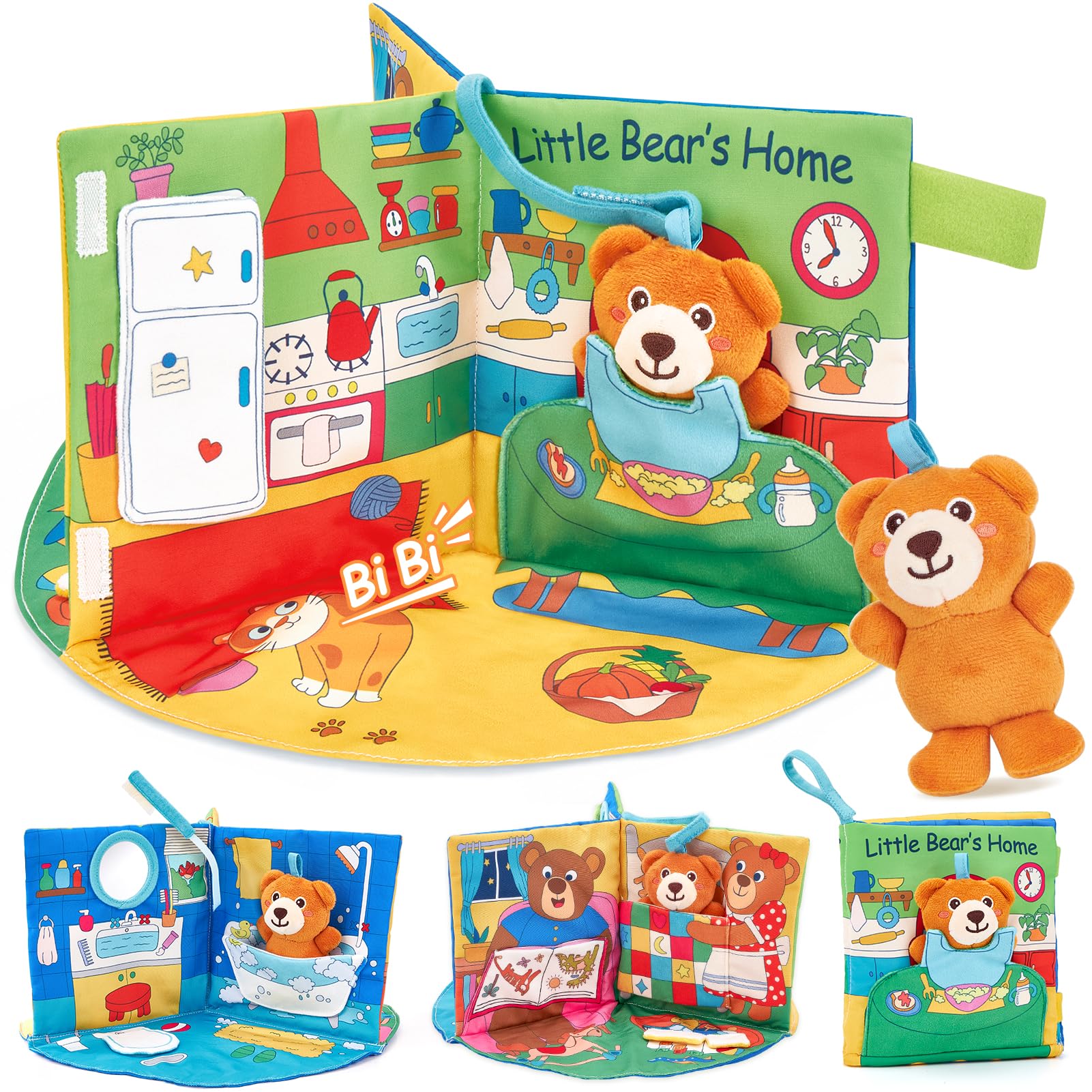 hahaland 3D Stoffbuch Baby Spielzeug ab 0 3 6 12 Monate,Frühpädagogik im Alltag,Weich Buch mit Farben Texturen Knisterbuch,Fühlbuch Baby Spielzeug 1 Jahre, Neugeborene Geschenk Junge Mädchen