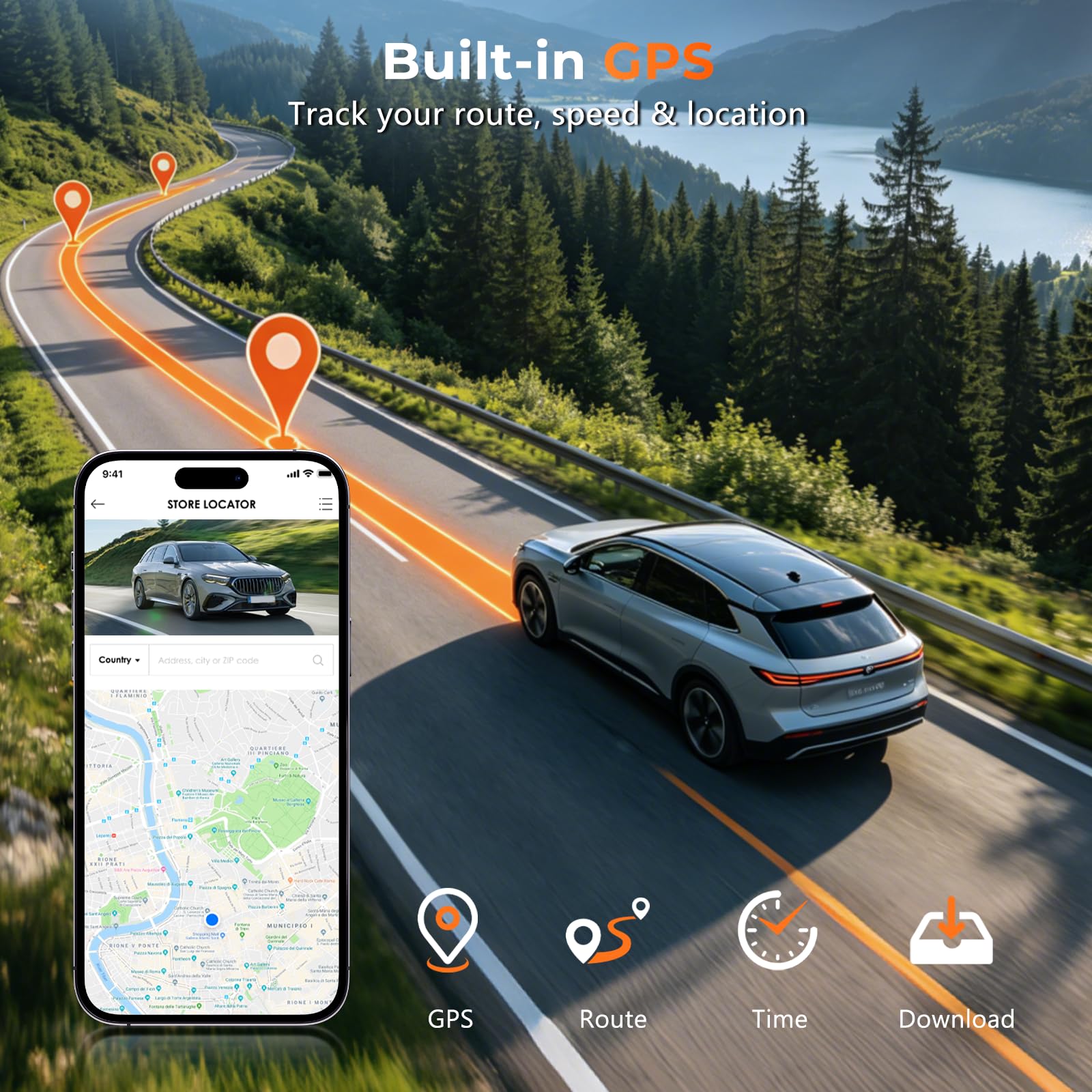 Hikity Dashcam 2K con Pantalla IPS de 3 Pulgadas, Grabación en Bucle, Visión Nocturna, Sensor G, Línea de Ayuda al Aparcamiento, Tarjeta TF de 64 GB, Wi-Fi y Control Mediante Aplicación