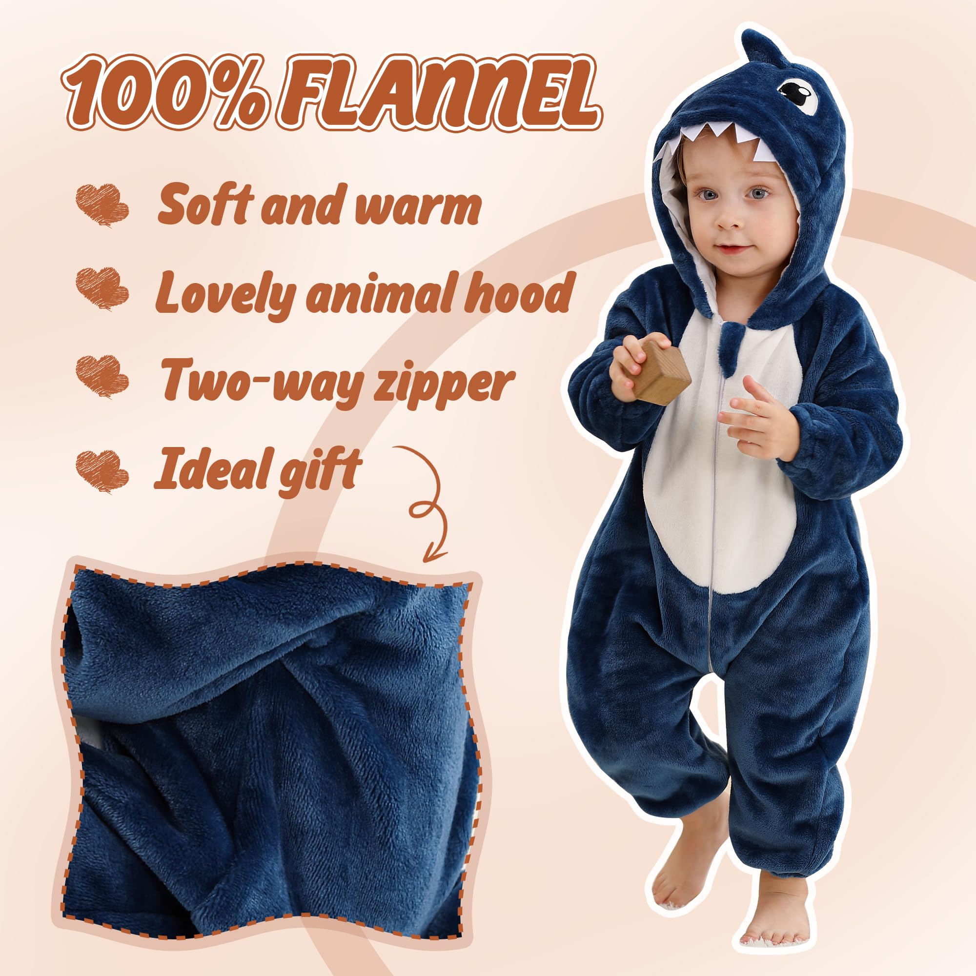 HAHASHOW Neonato Inverno Pagliaccetto con Cappuccio, Bambino Flanella Incantevole Animale Pigiama, Pagliaccetto Ragazze Ragazzi Jumpsuit 0-36 Mesi