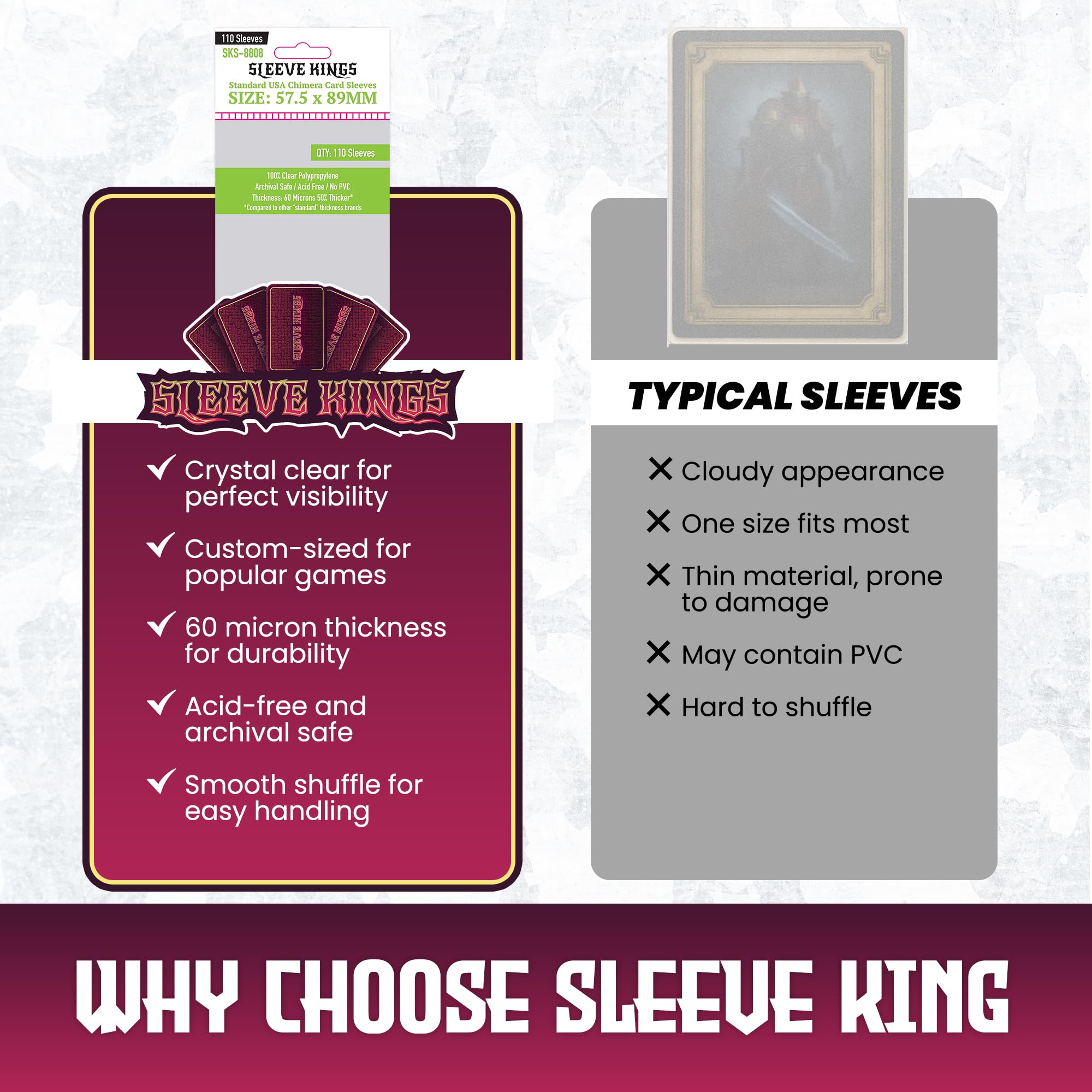Amazon.com: Sleeve Kings Standard USA Chimera Sleeves (57.5 x 89mm