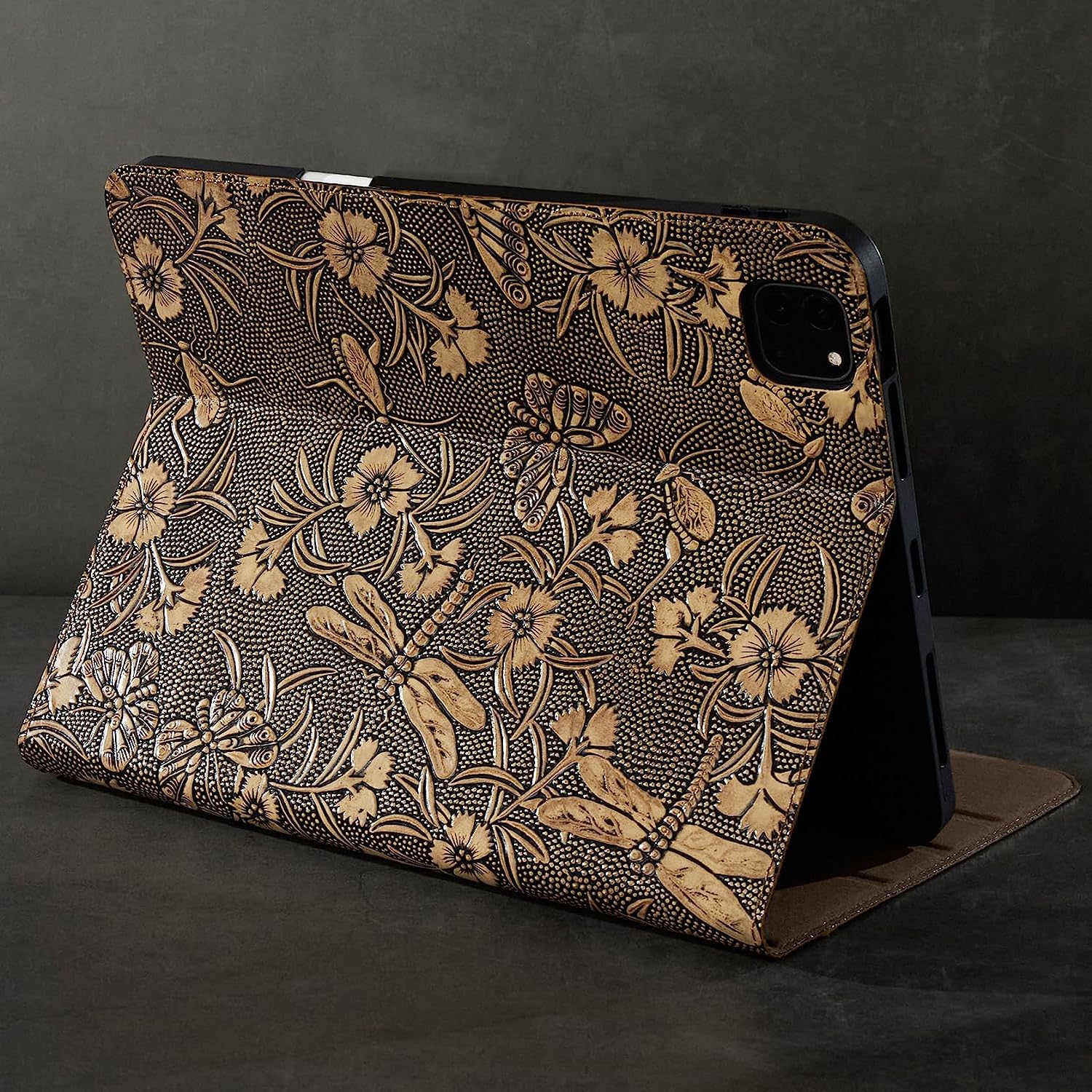 Gexmil Etui dla iPad Pro 11 Cala,4./3./2./1. Generacji 2022/2021/2020/2018 Cover,Real Leather z Pencil Uchwyt,Automatyczne Usypianie/Czuwanie,Regulowany Stojak,Antypoślizgowy,Model Motyla