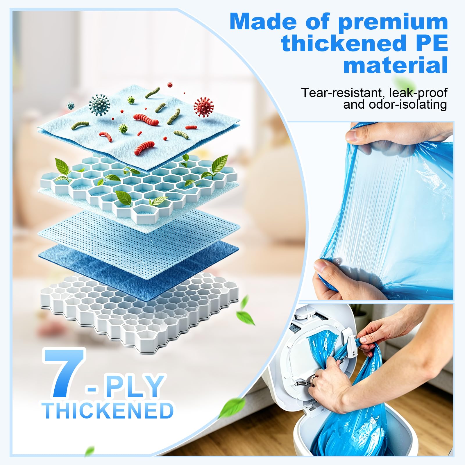 20 Pièces 4,5M Recharges pour Poubelle à Couches Recharge Sac pour seau à couches Bebe Sac Poubelle Couche Anti-Odeur Résistant à la Déchirure Antibactérien Compatible avec Tous les Types de Recharges