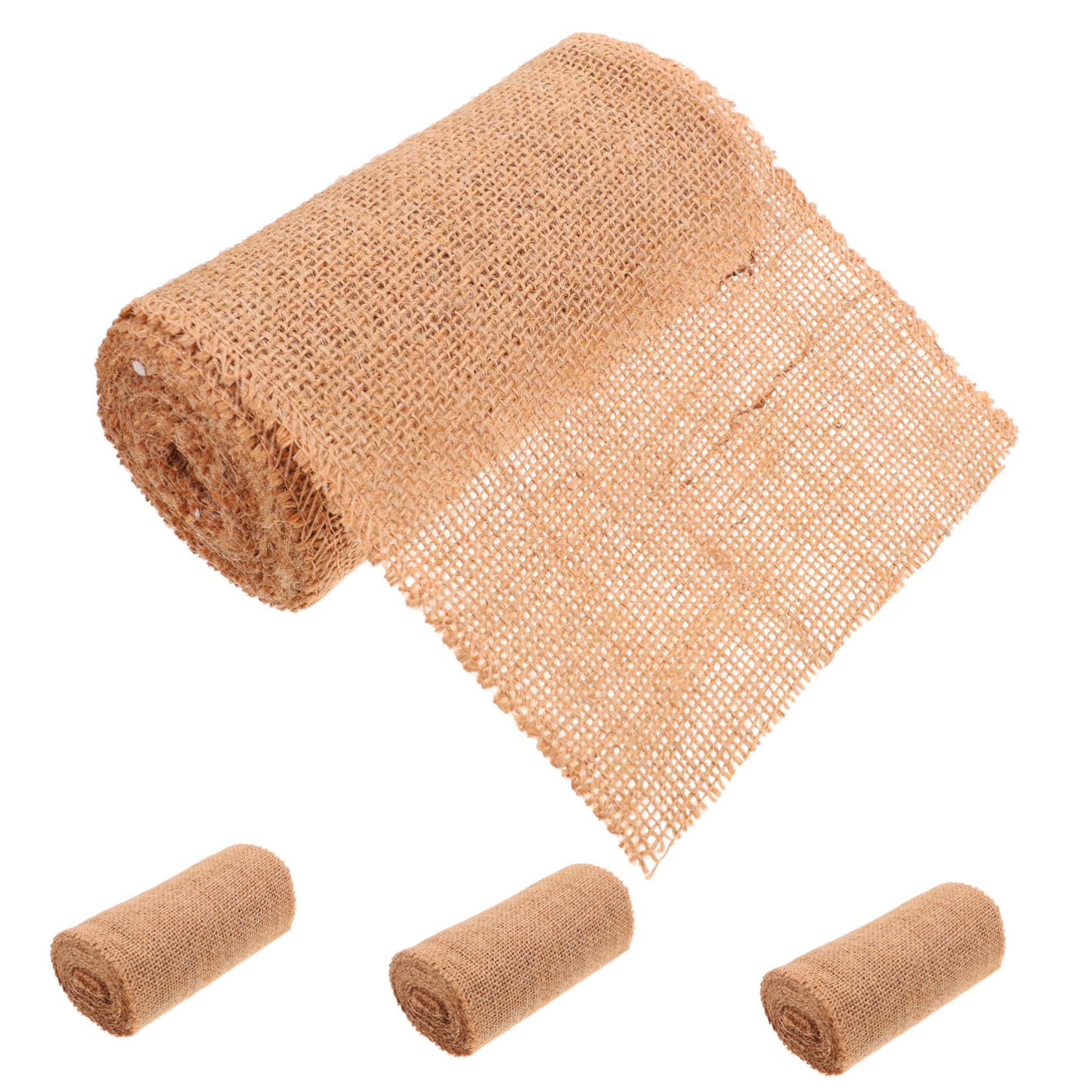 BEBEMOKO 4Rolls Jute Tree Wrap Protector Plant Protection Cloth for Winter Durable Burlap Tree Trunk Wrap Tree Bark Shield for Healthy Growth and Nutrient