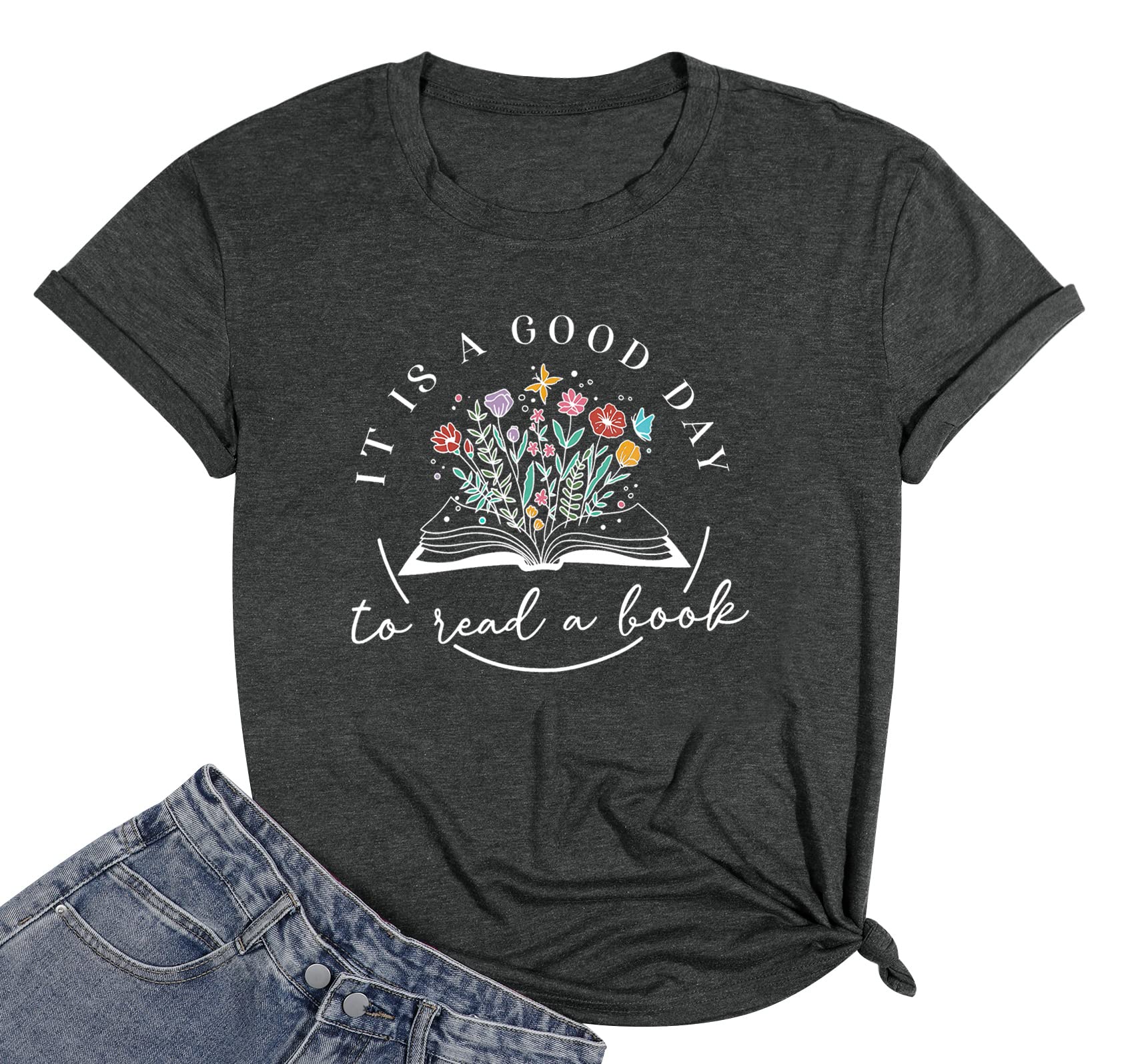 ASTANFYWomen Book Shirt Graphic T Shirts Teacher Shirts Book Lovers T Shirt Casual Short Sleeve Tops