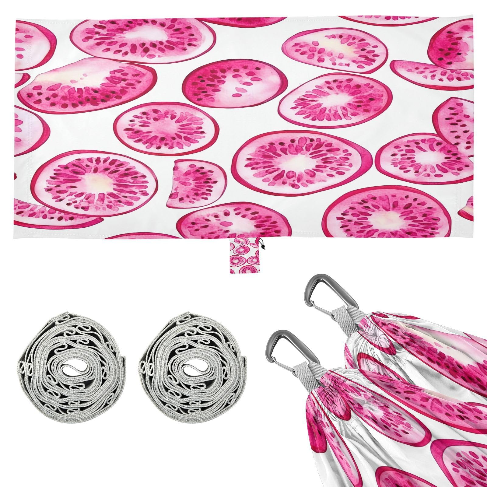 ATTX Watercolor Dragon Fruit Slice Camping Hammock - Lightweight & Portable Hammocks, Heavy Duty 330lbs Capacity for Indoor, Hiking, Backpacking, Travel, Backyard, Beach#599