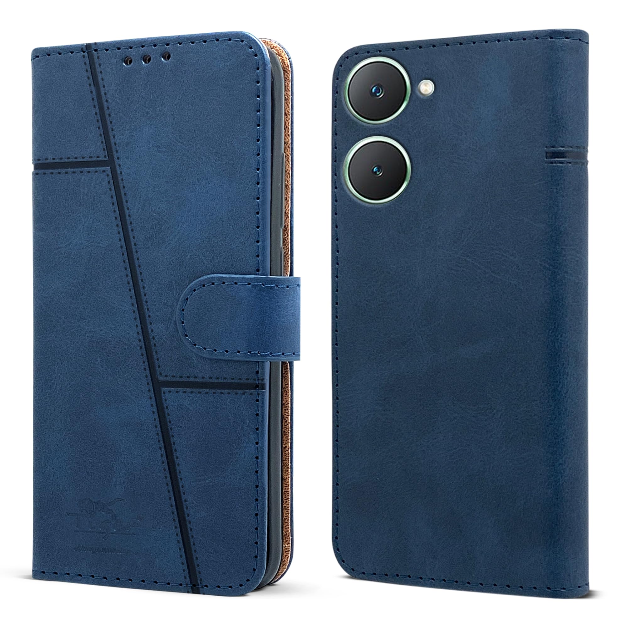 Jkobi Flip Cover Case for Vivo Y18 | Vivo Y18e | Vivo Y03 | Vivo Y18i (Stitched Leather with Magnetic Closure | Blue) (B0D421XR7K) Amazon Price History, Amazon Price Tracker