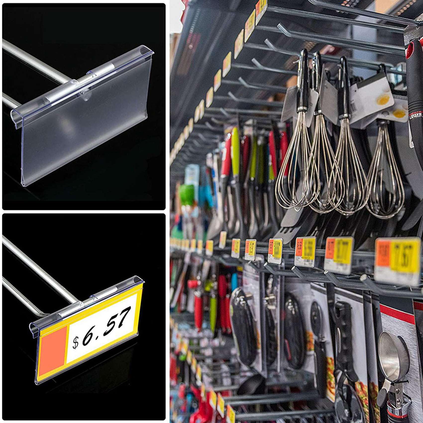 280Pc 8X4.2cm Porte-ÉTiquettes en Plastique Transparent pour ÉTagèRe en ÉTiquette de Prix de DéTail ÉTiquettes de Panier Clip sur ÉTiquettes pour Bacs de Stockage