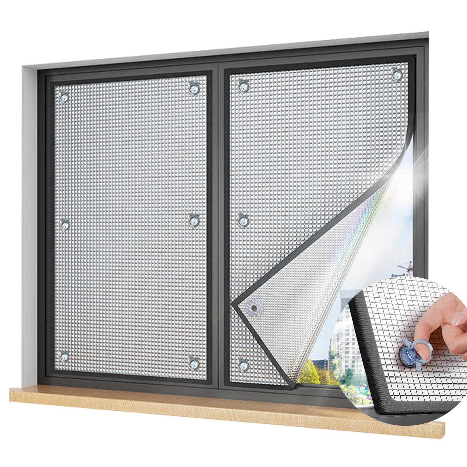 TRAGLO Aluminum Foil Window Insulation Film, 9mm Privacy Window Film with Suction Cups, Heat Control Sun Blocking Reflective Tint for Summer Bedroom Garage Balcony(100x170cm(39.4x67in))