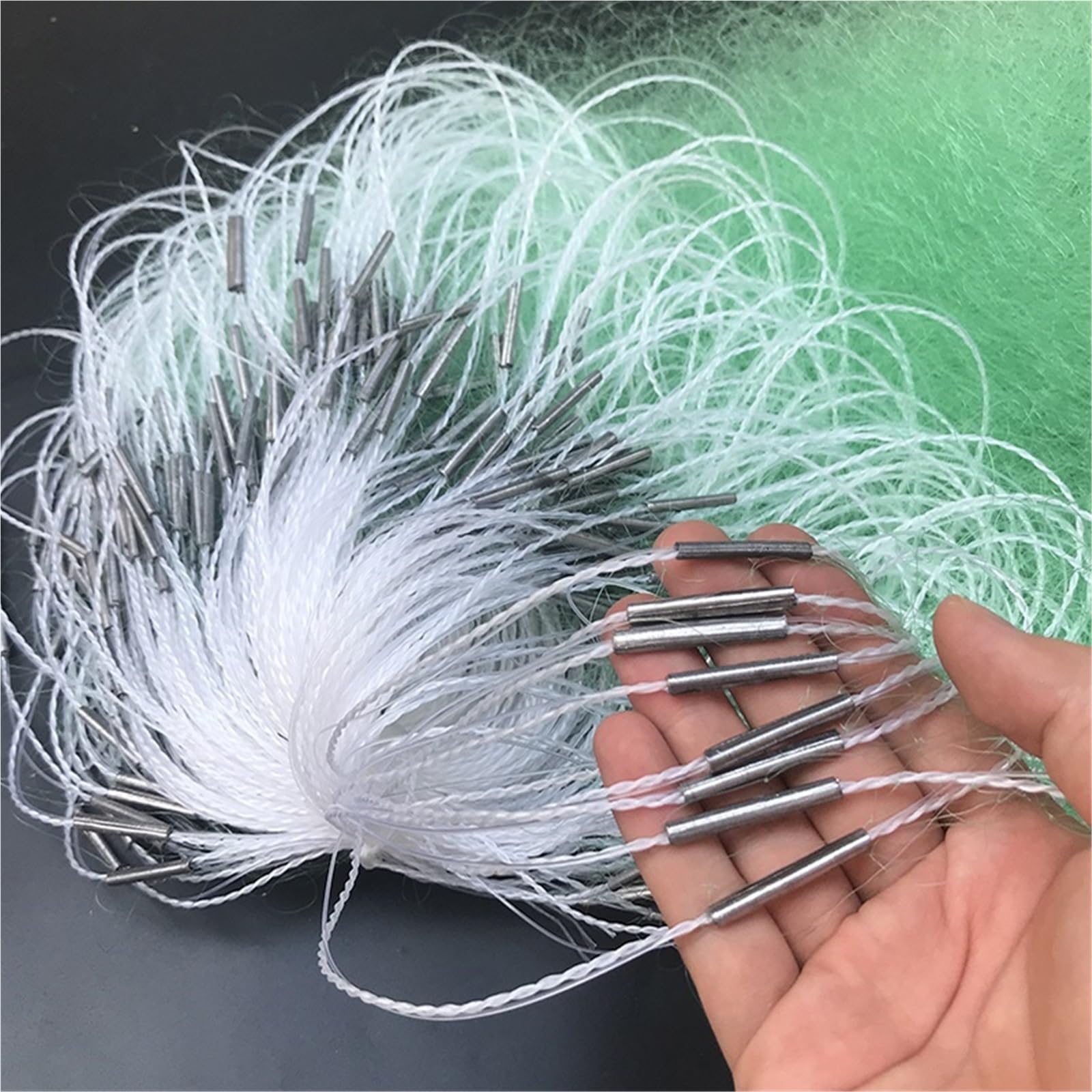Klebriges Netz Sinkendes Reusennetzwerk aus Nylon | 40 m einlagig mit langem Anhänger und Schwimmer