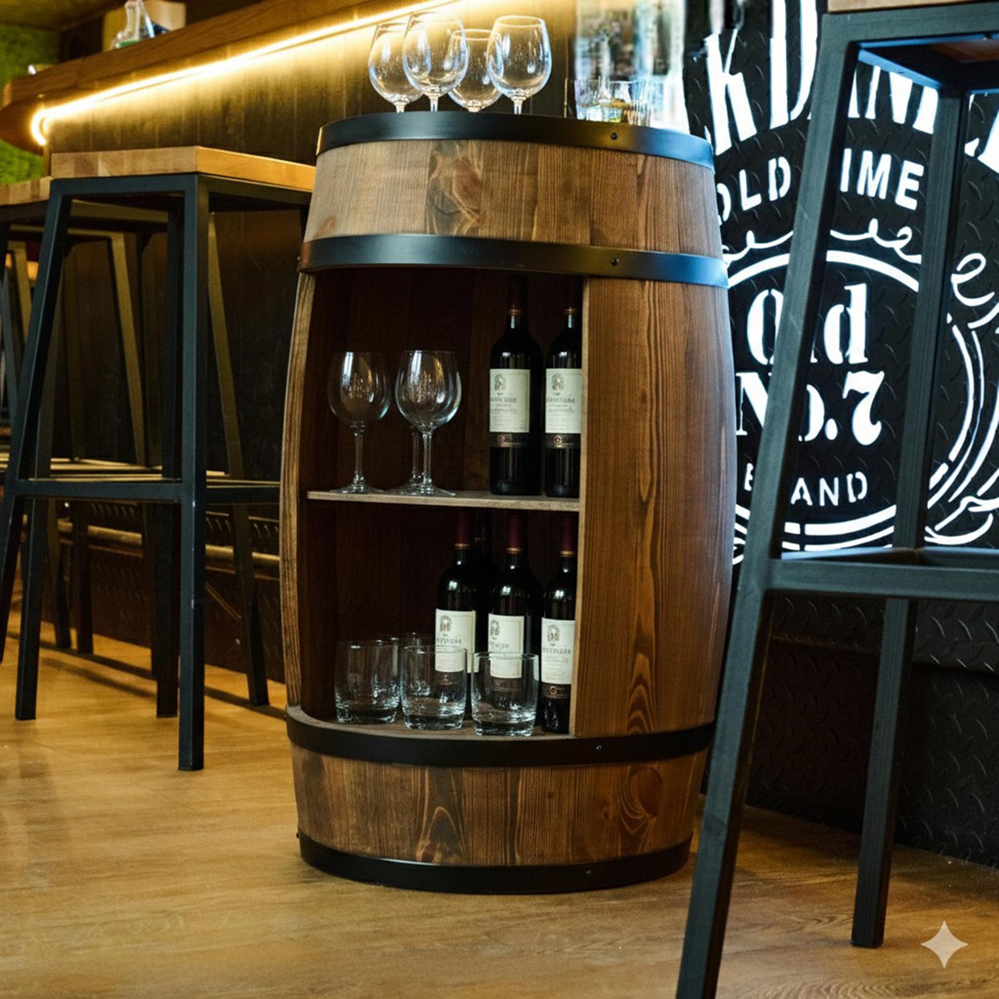 CREATIVE COOPER Barile in Legno di Conifere per Casa, Stile Retrò, 80 cm di Altezza, Decorazione per Soggiorno, Tavolo e Portabottiglie (Wengé)
