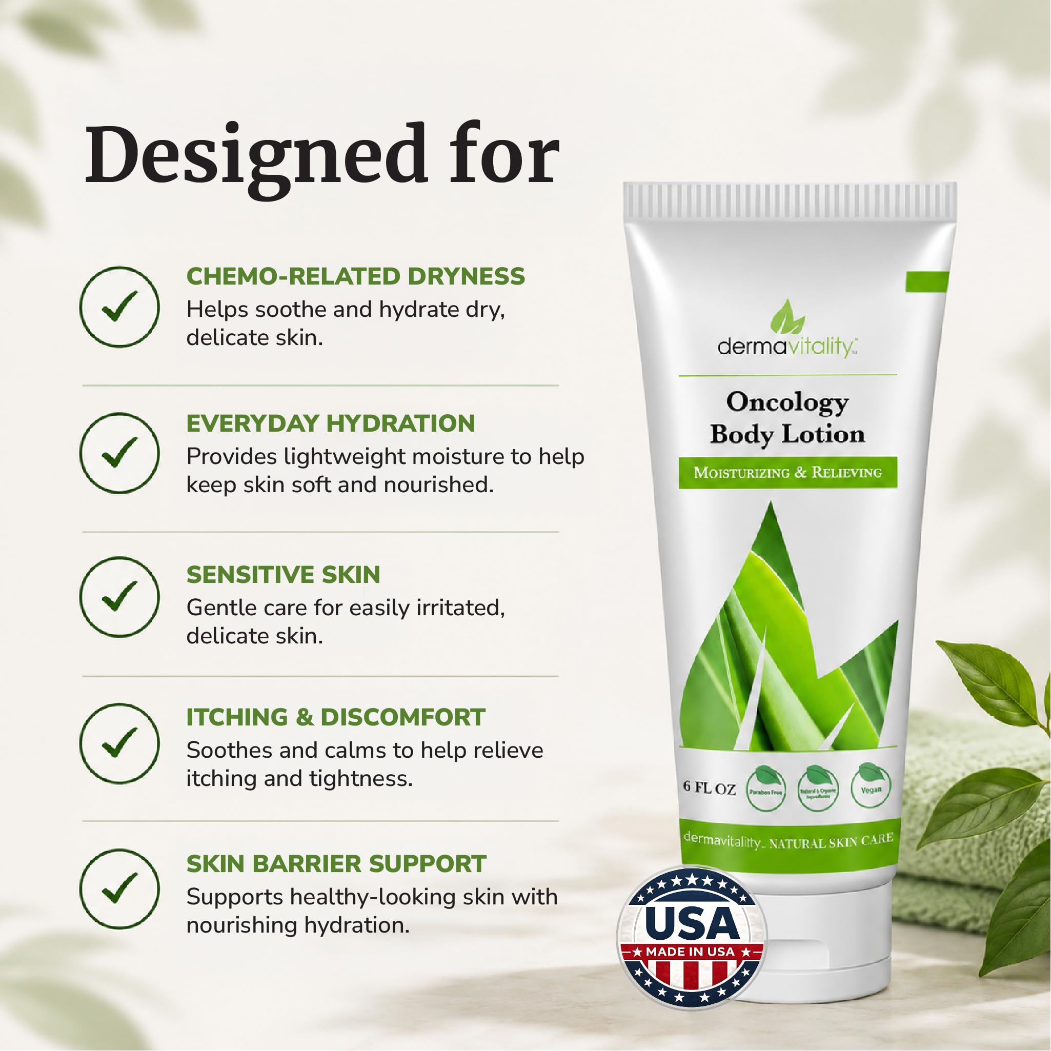 UltimateVitality Loción para pacientes de quimioterapia-Loción hidratante orgánica natural, sin parabenos ni ftalatos para pieles sensibles e irritadas durante el tratamiento de quimioterapia-6 onzas