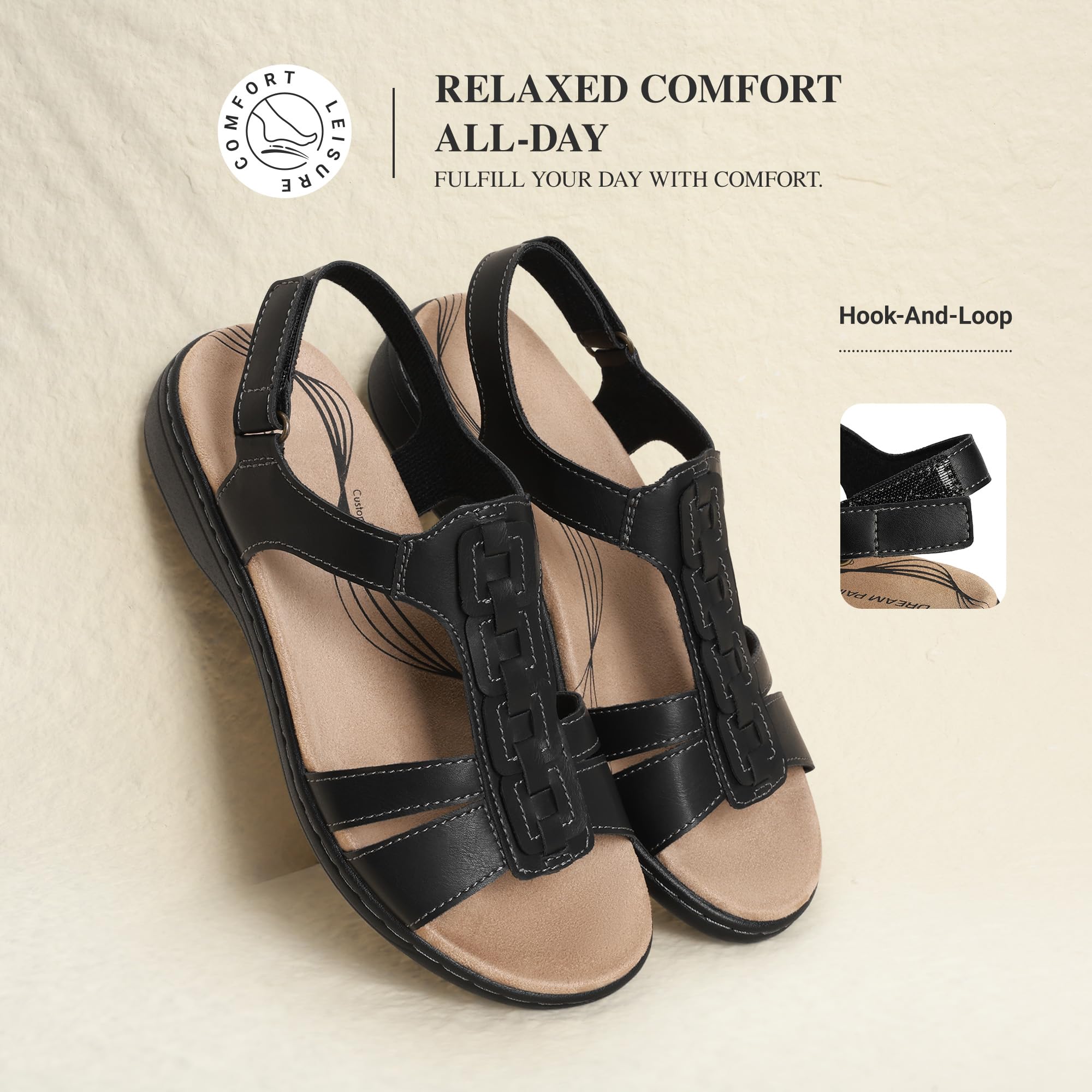 DREAM PAIRS Sandales Femme Été Confortable Légères Antidérapantes Réglables Chaussures de Plates Quotidien Voyage Travail Décontracté