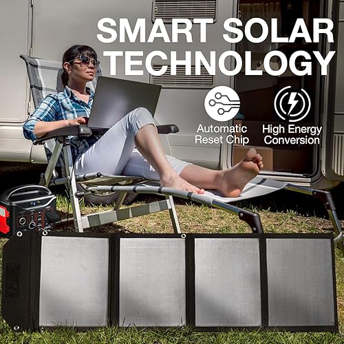 Vista 2 de Tenergy Cargador de panel solar plegable de 60 W para fuente de alimentación de camping, cargadores de energía portátiles y paquetes de energía